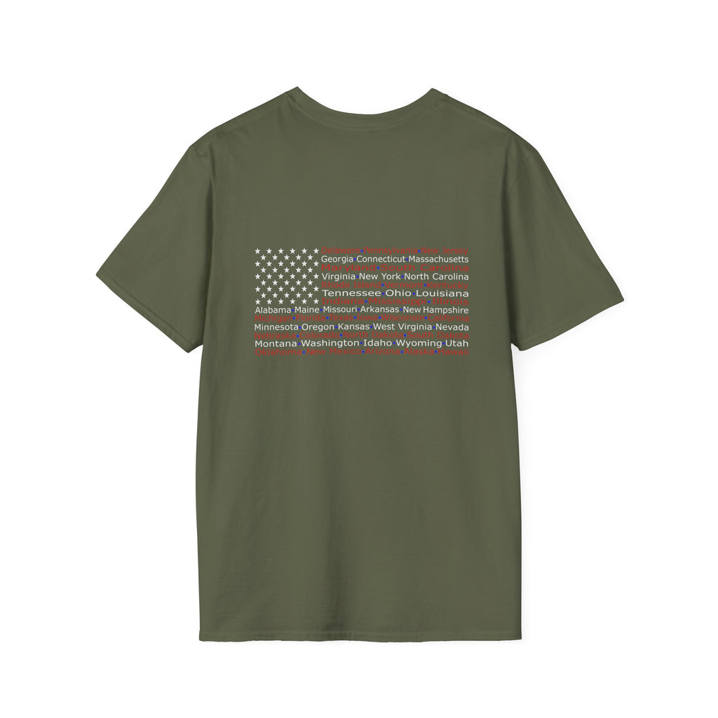 United American Flag T-Shirt — Patriotic Gift for Him Red Chest Graphic Tee