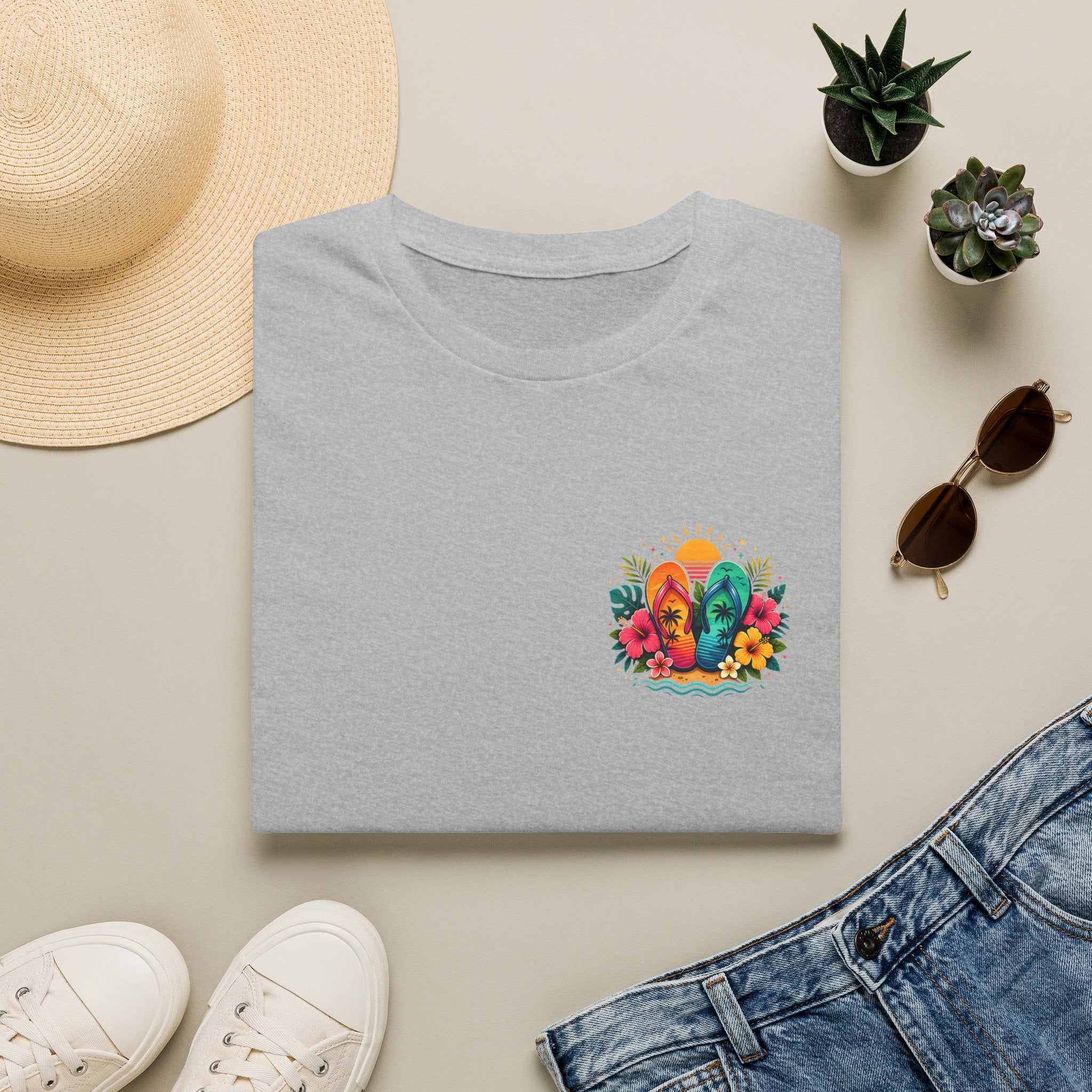 Floral Surf Chest Print T-Shirt — Cute Beach Gift for Women Graphic Tee
