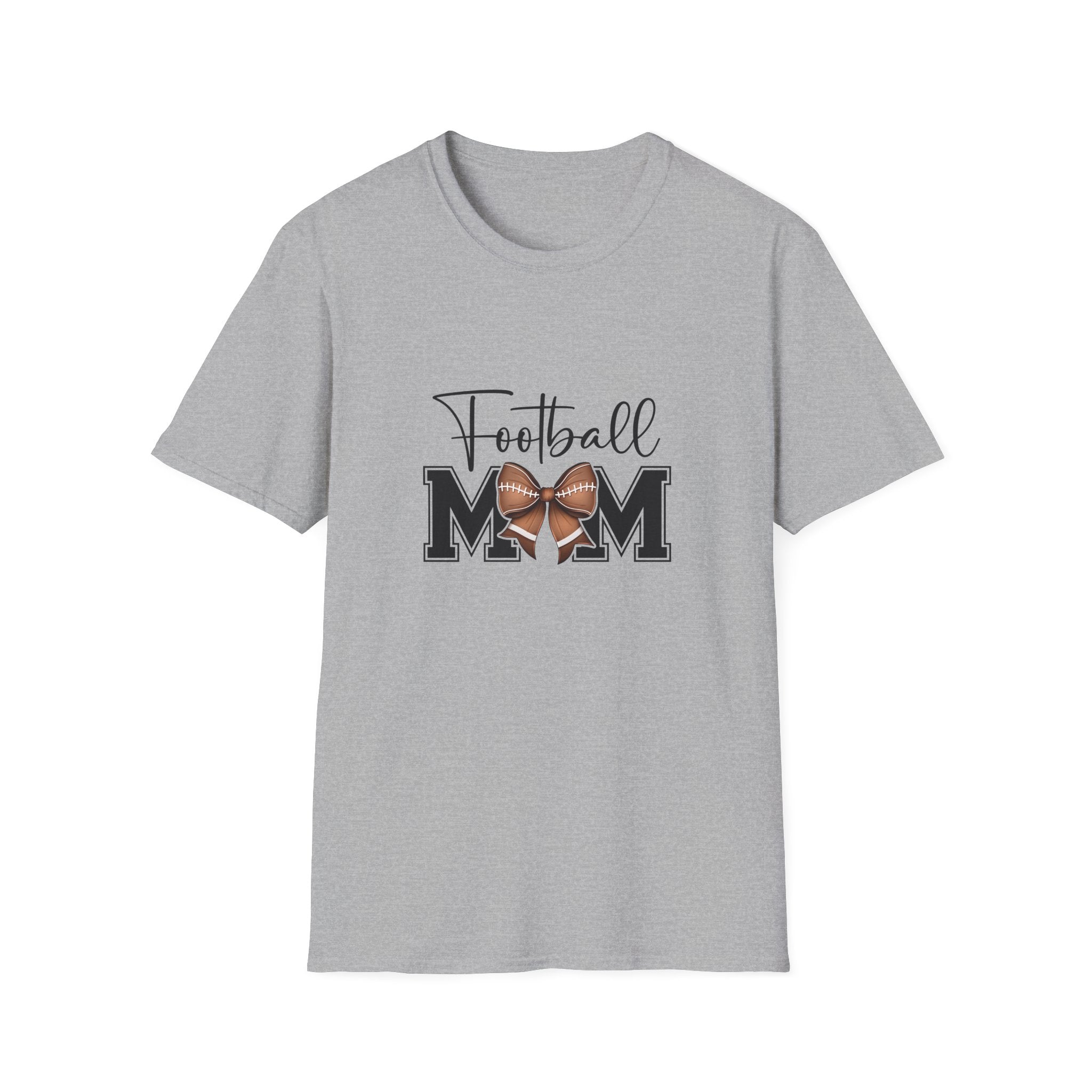 Football Mom Script T-Shirt — Cute Bow Gift for Proud Moms Game Day Graphic Tee
