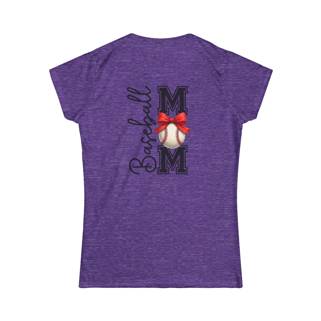 Baseball Mom Script T-Shirt — Cute Bow Gift for Sports Moms Game Day Tee