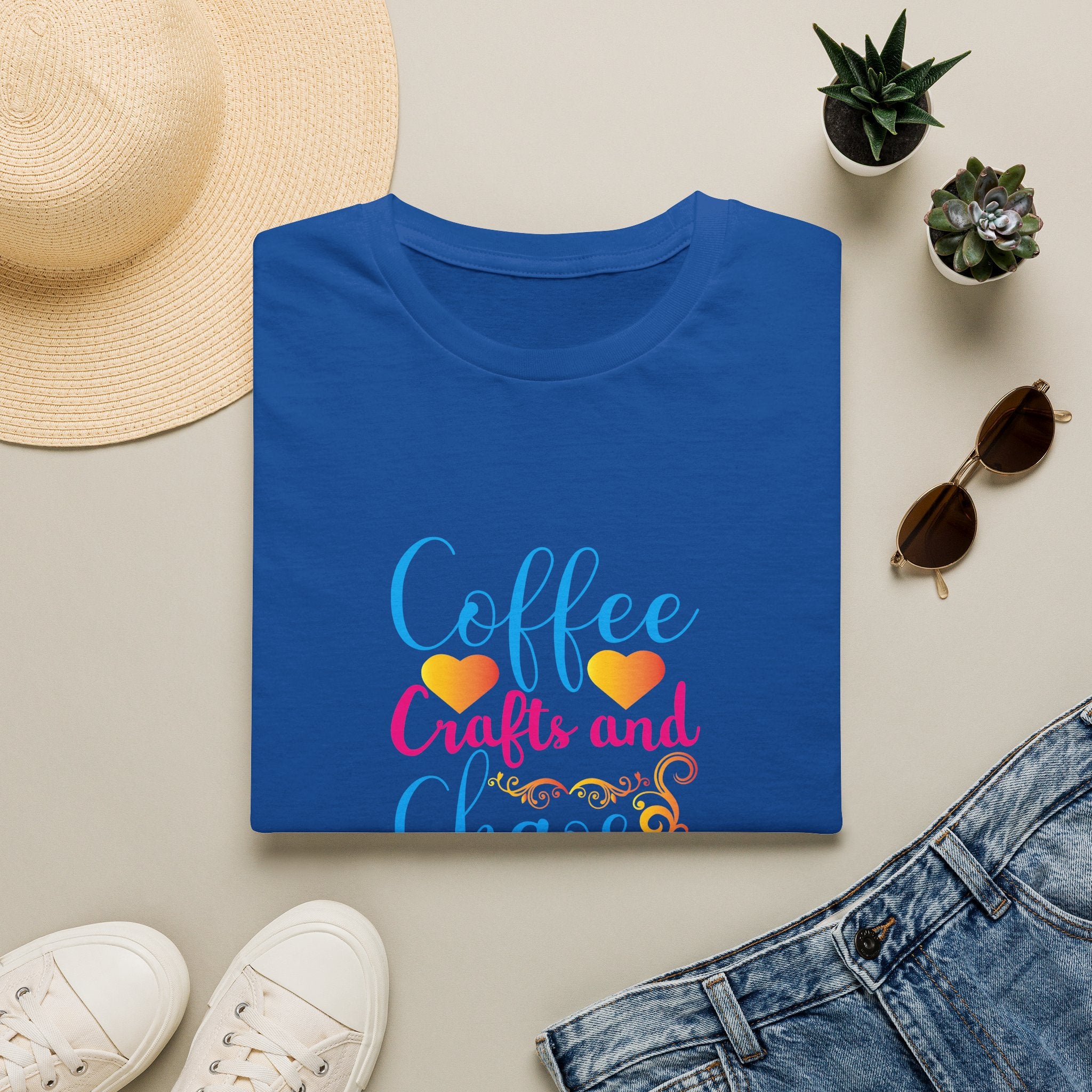 Coffee Crafts and Chaos T-Shirt — Funny Gift for Crafty Women Sarcastic Graphic Tee