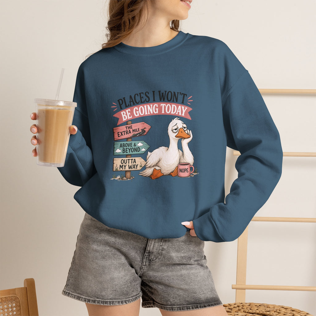 Places I Won't Be Going Today Goose Sweatshirt — Funny Introvert Gift for Her Crewneck