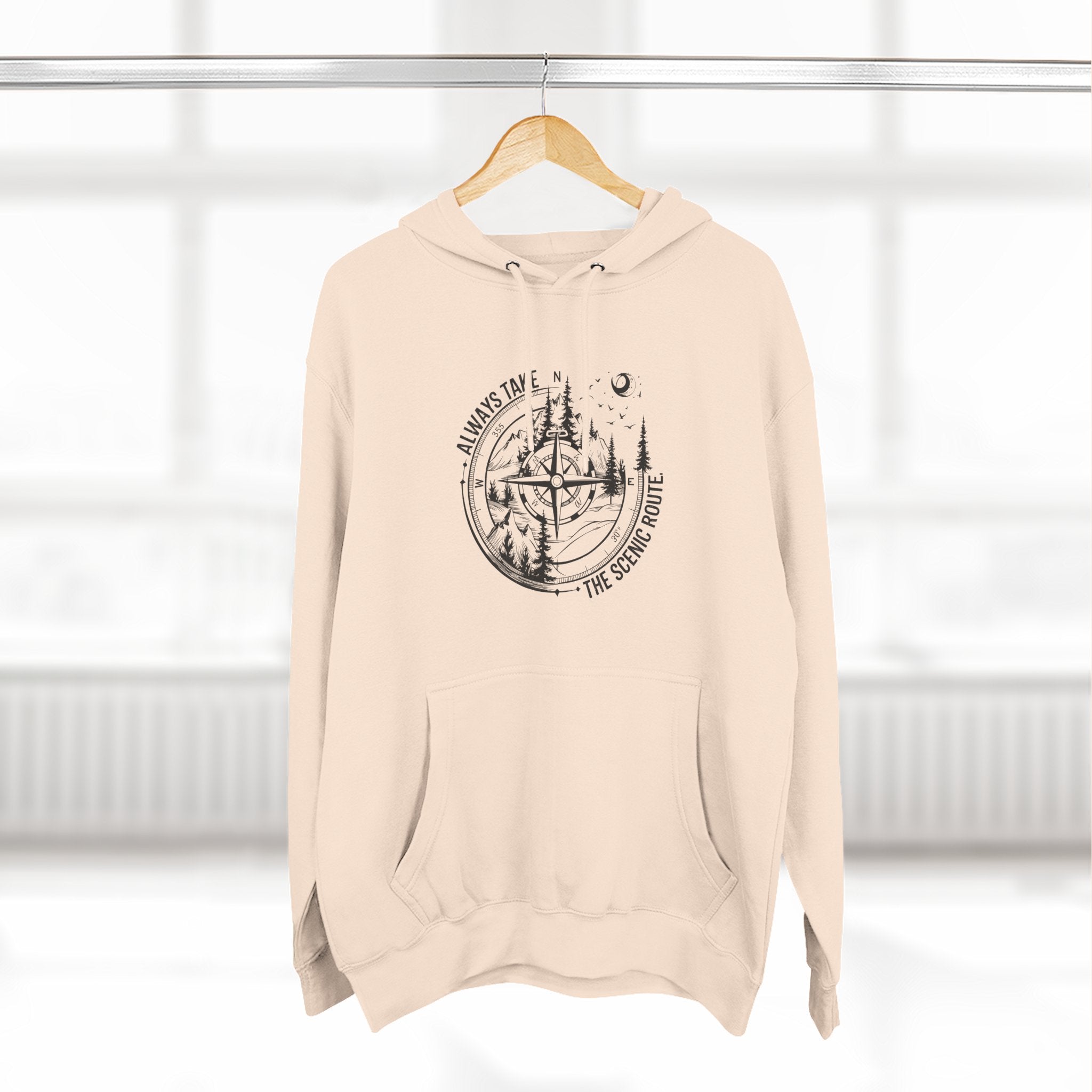 Hoodie — "Always Take the Scenic Route" Camping Graphic Pullover