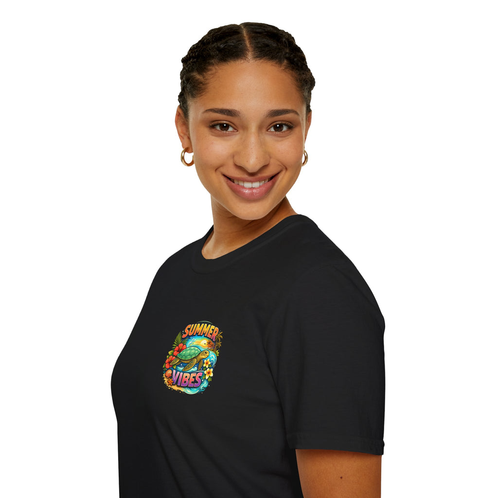 Summer Vibes Sea Turtle T-Shirt — Cute Beach Gift for Women Surf Floral Graphic Tee