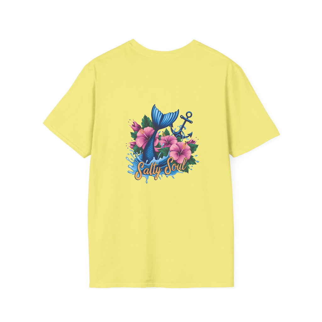 Salty Soul Mermaid Anchor Floral T-Shirt — Cute Beach Gift for Women Nautical Tee