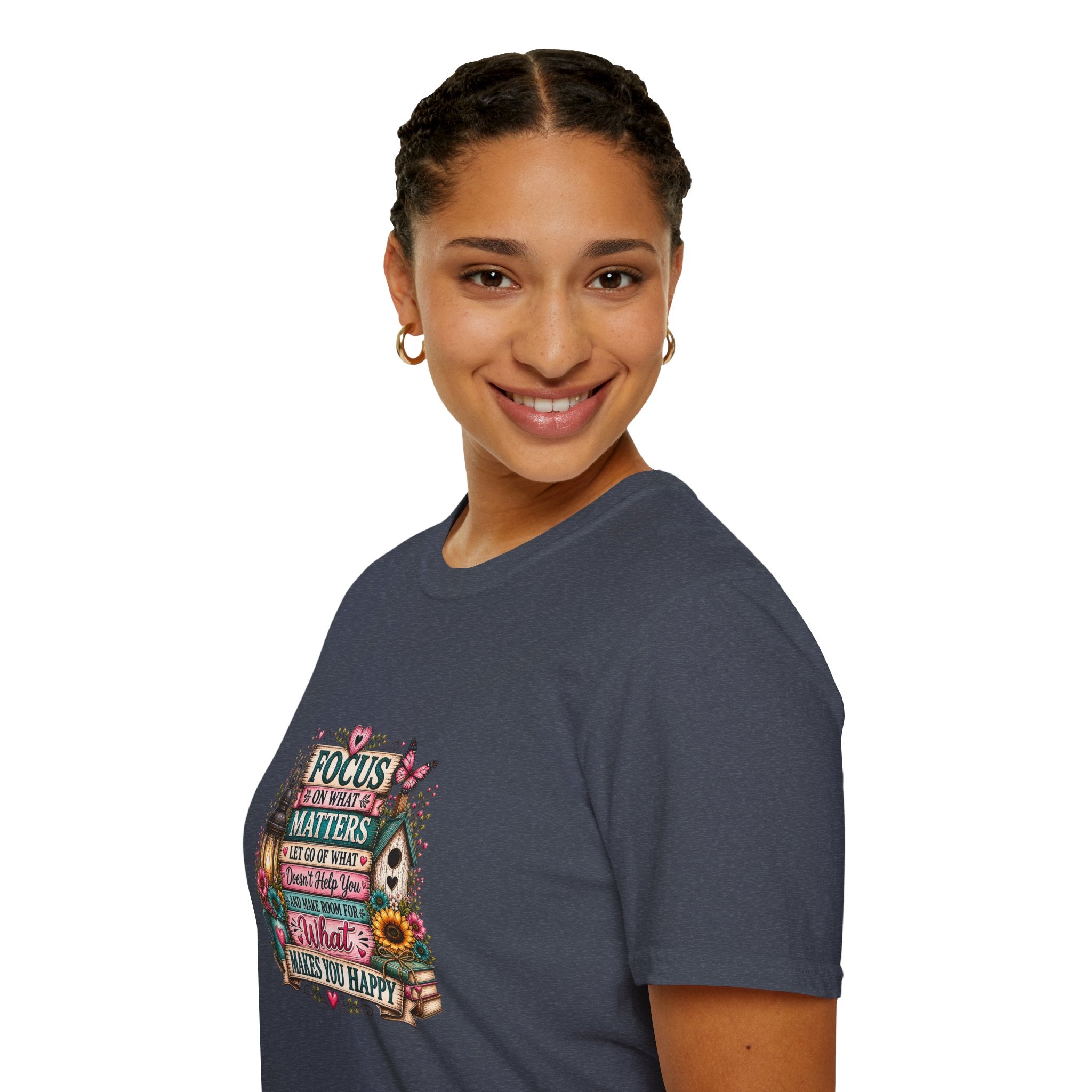 Focus on What Matters Floral T-Shirt — Inspirational Motivational Gift for Women Tee