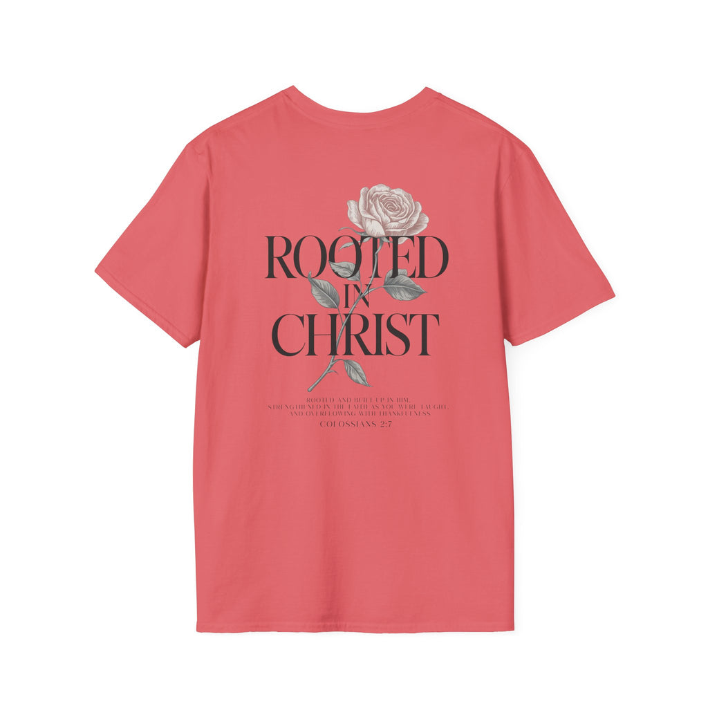 Rooted in Christ Floral T-Shirt — Christian Gift for Women Faith Graphic Tee