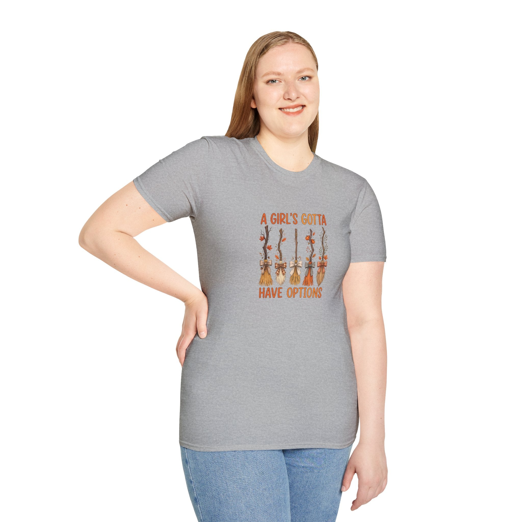 A Girl's Gotta Have Options Witch Brooms T-Shirt — Funny Halloween Gift for Women