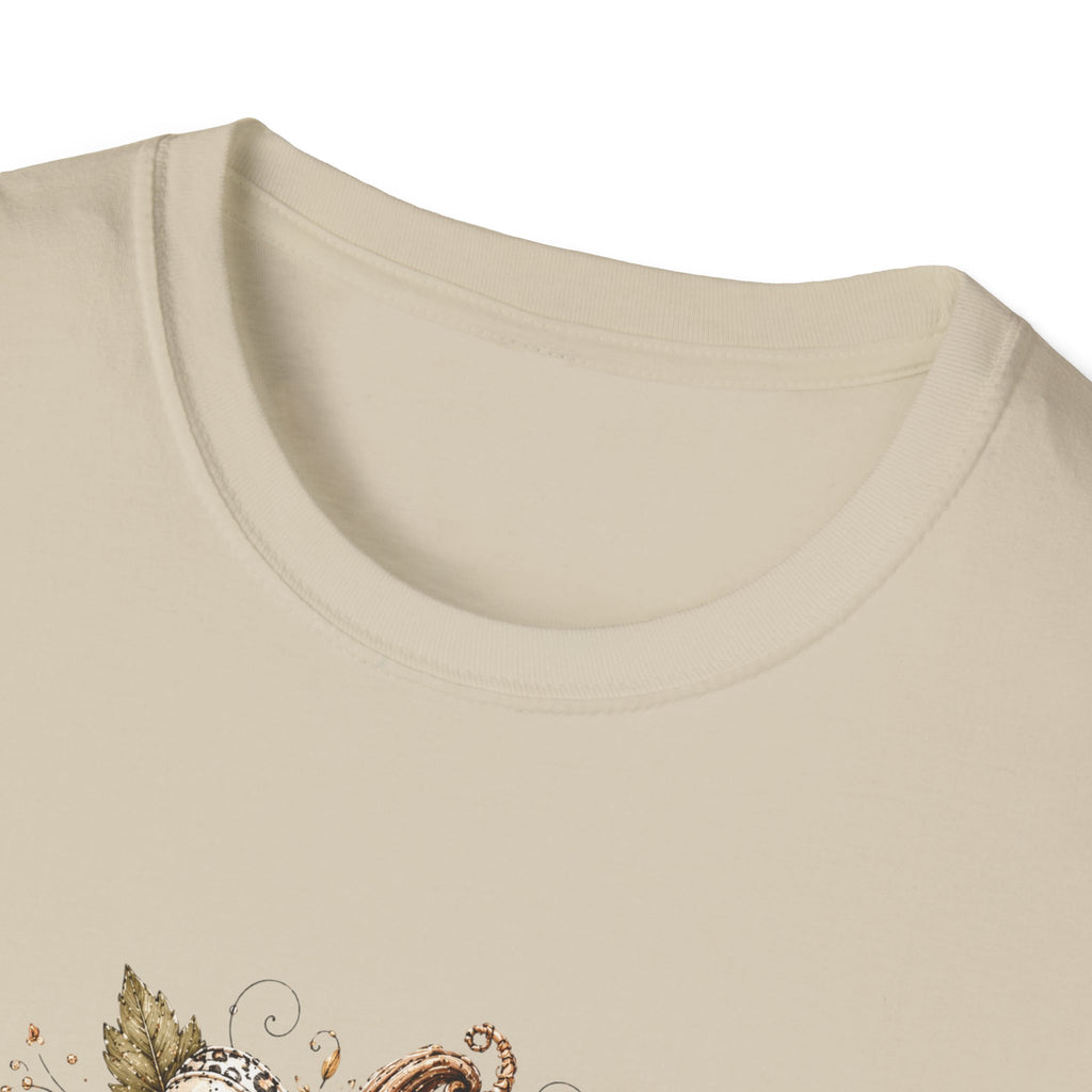Autumn Floral Pumpkin Leopard Bow T-Shirt — Cute Fall Gift for Women Graphic Tee
