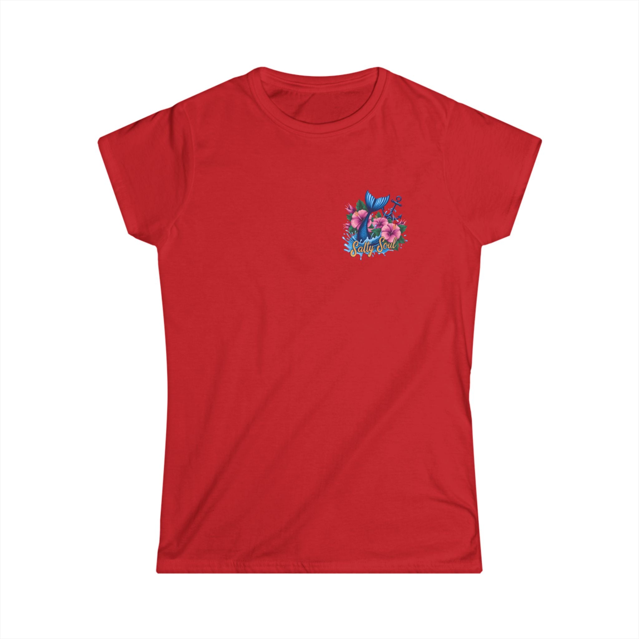 Salty Soul Floral Anchor Beach T-Shirt — Cute Nautical Gift for Women Graphic Tee