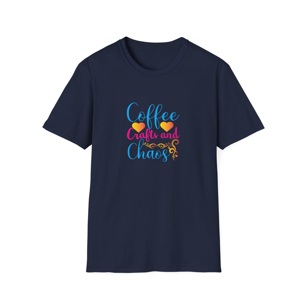 Coffee Crafts and Chaos T-Shirt — Funny Gift for Crafty Women Sarcastic Graphic Tee