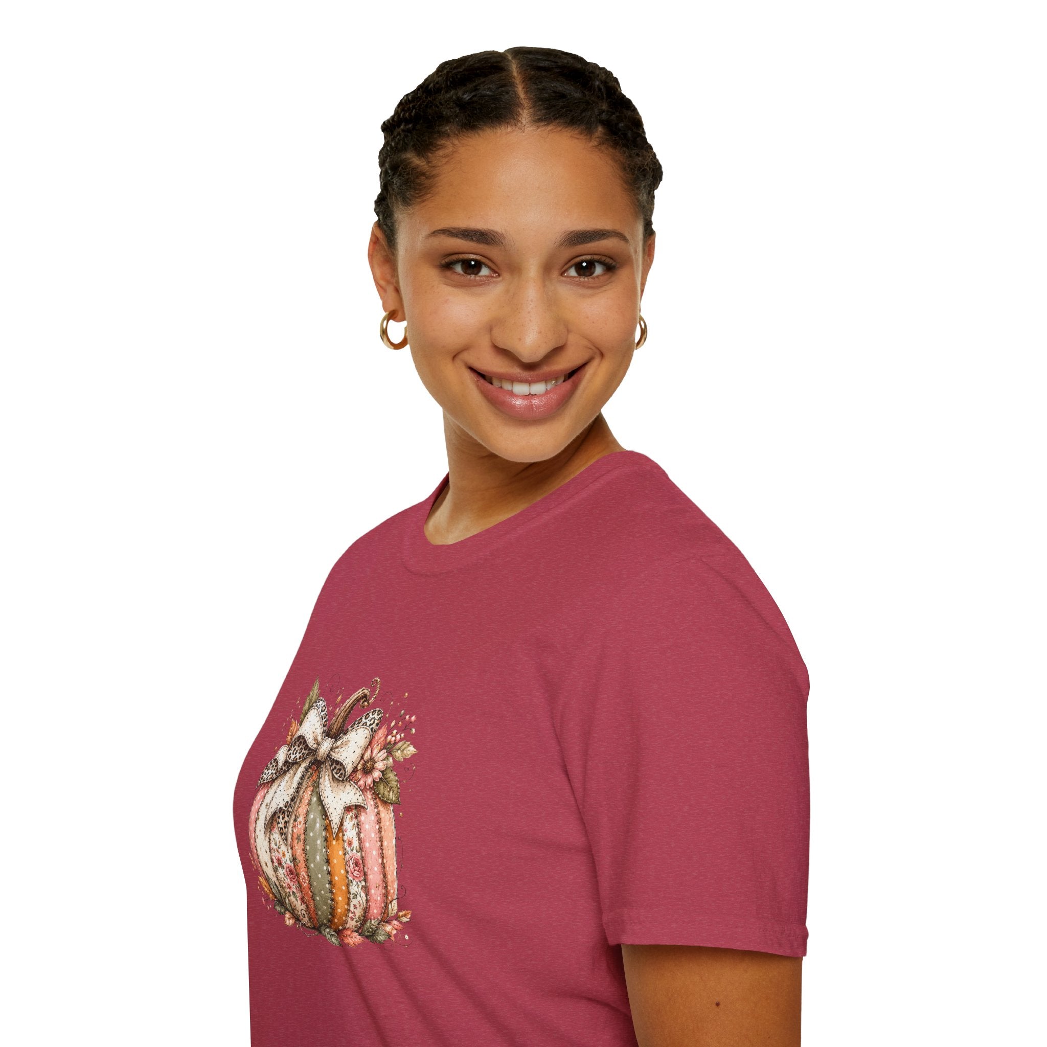 Autumn Floral Pumpkin Leopard Bow T-Shirt — Cute Fall Gift for Women Graphic Tee