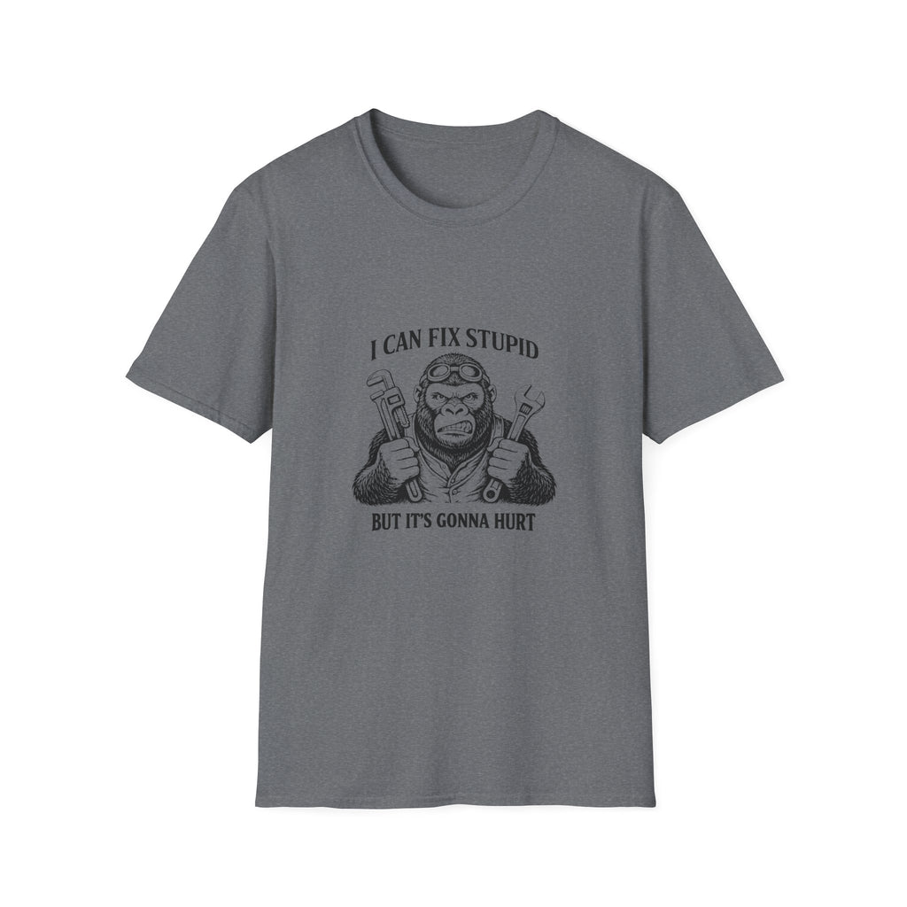 I Can Fix Stupid T-Shirt — Funny Mechanic Gift for Him Monkey Graphic Tee