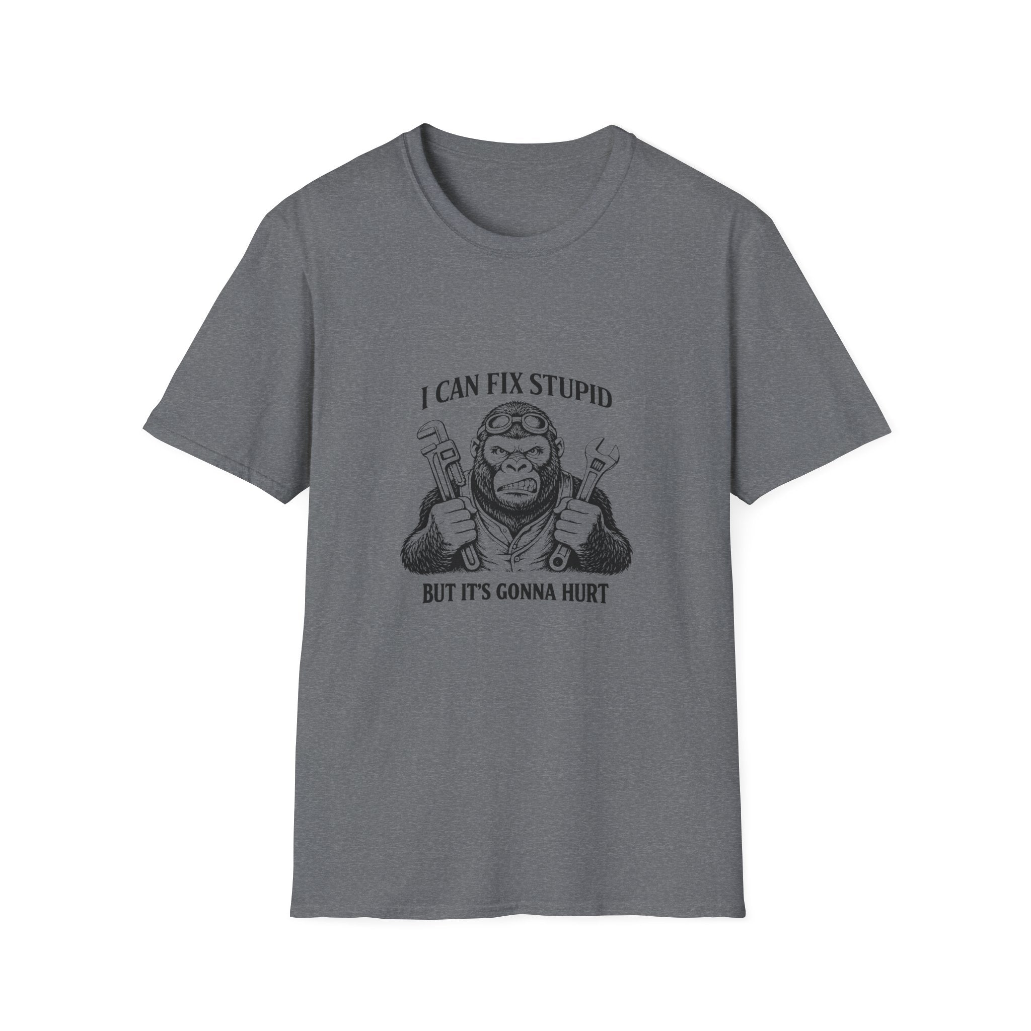 I Can Fix Stupid T-Shirt — Funny Mechanic Gift for Him Monkey Graphic Tee