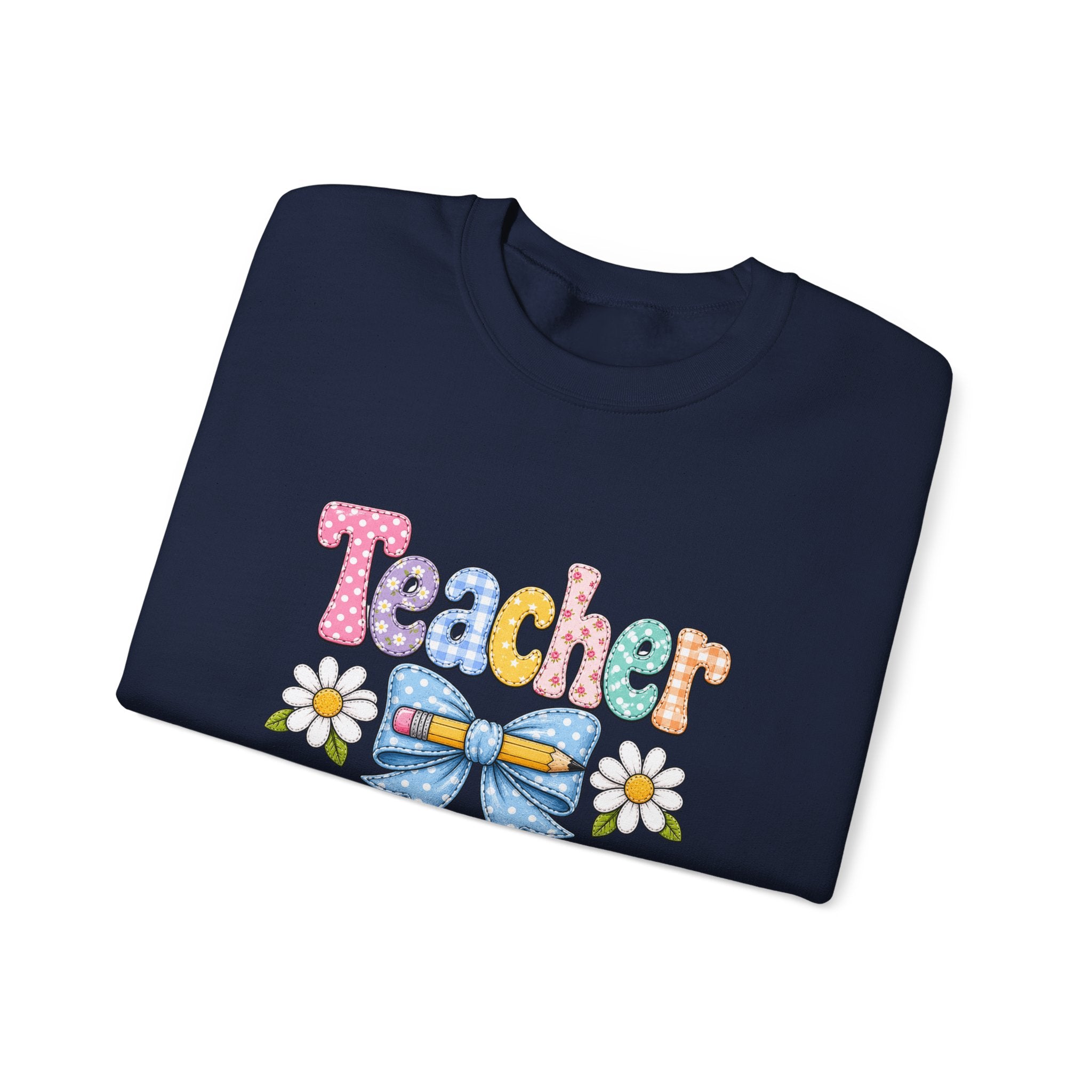Teacher Floral Bow Sweatshirt — Cute Pastel Gift for Teachers Appreciation Crewneck