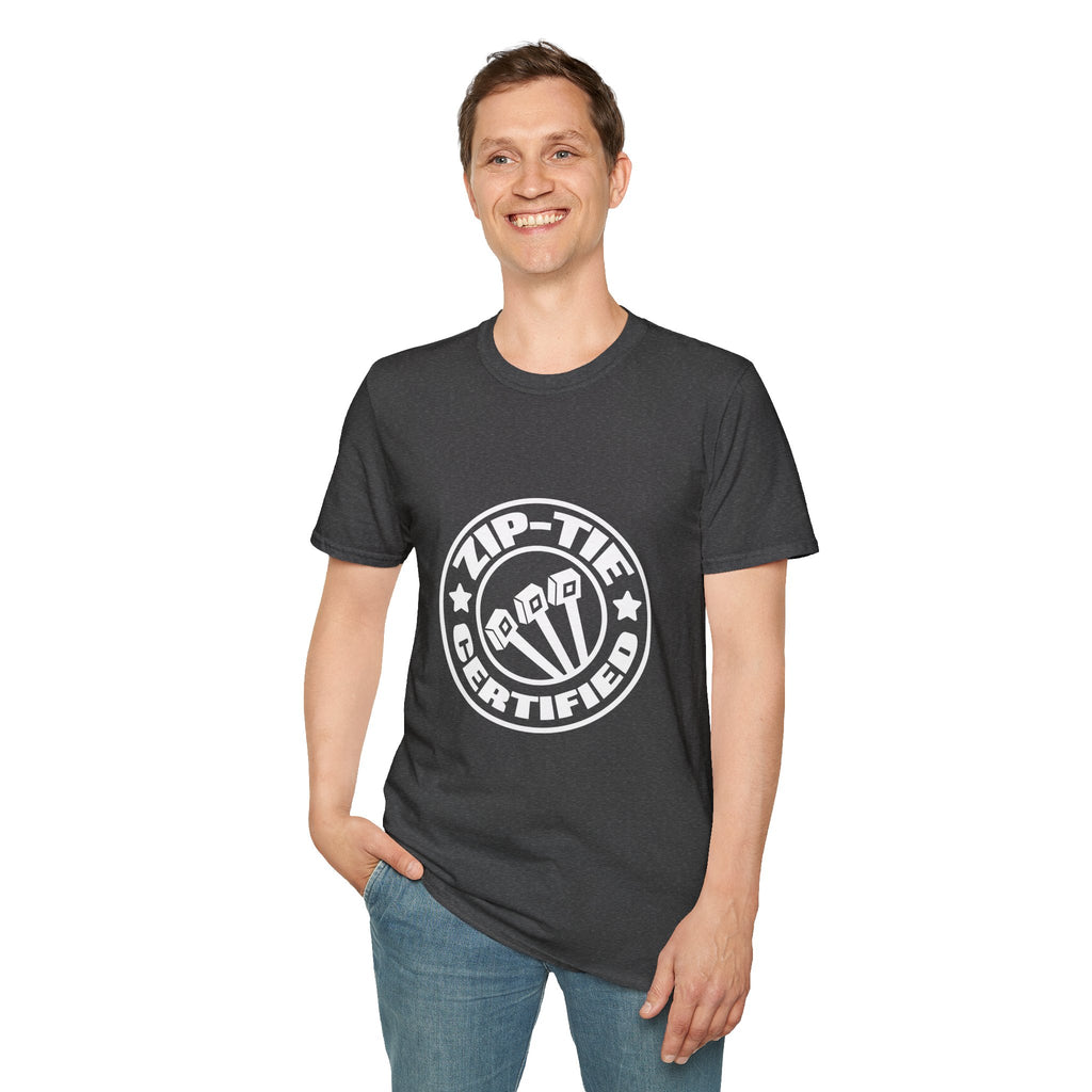 Zip-Tie Certified T-Shirt — Funny Handyman Gift for Him Bold Graphic Tee