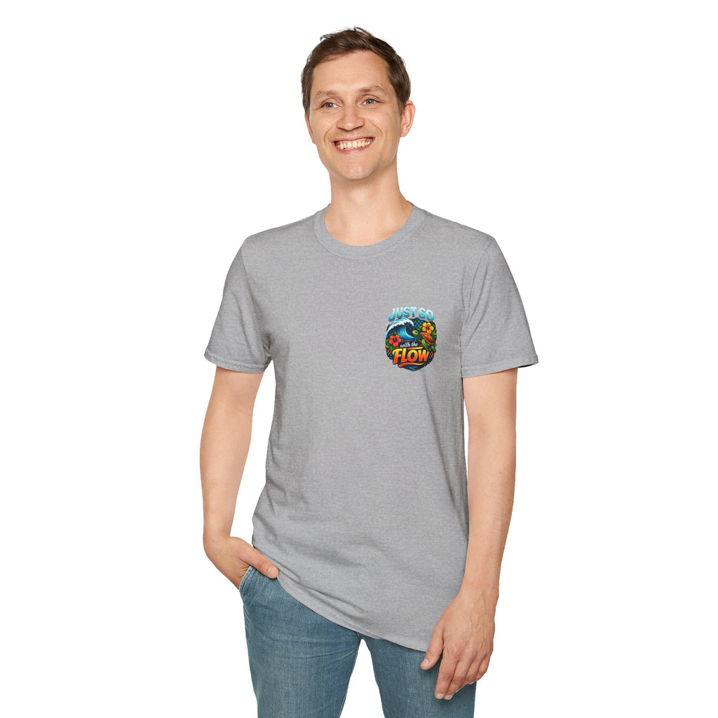 Go With the Flow Sea Turtle T-Shirt — Cute Beach Gift for Women Ocean Floral Tee
