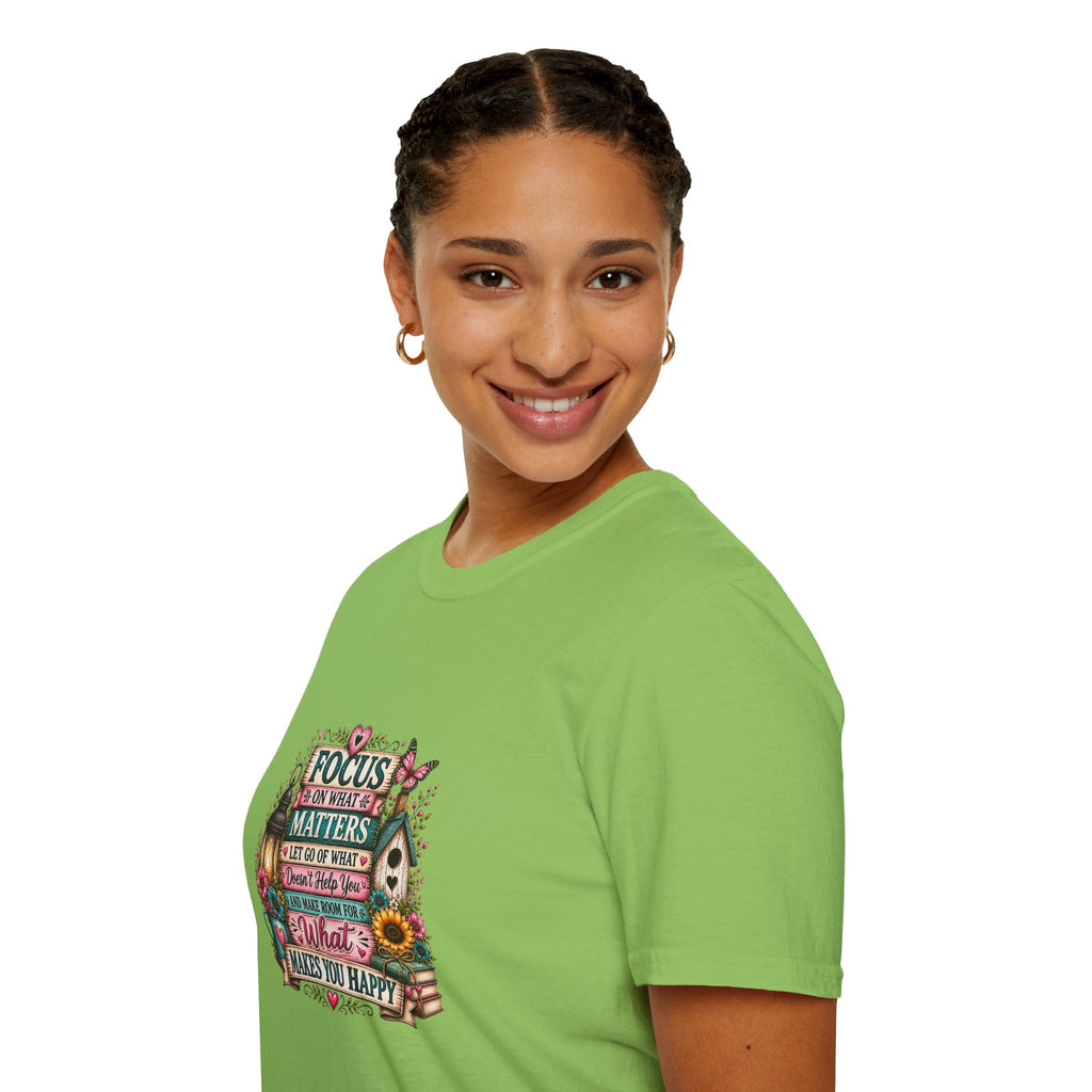 Focus on What Matters Floral T-Shirt — Inspirational Motivational Gift for Women Tee