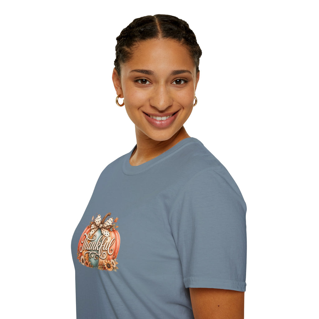 Thankful Pumpkin T-Shirt — Cute Fall Thanksgiving Gift for Women Graphic Tee