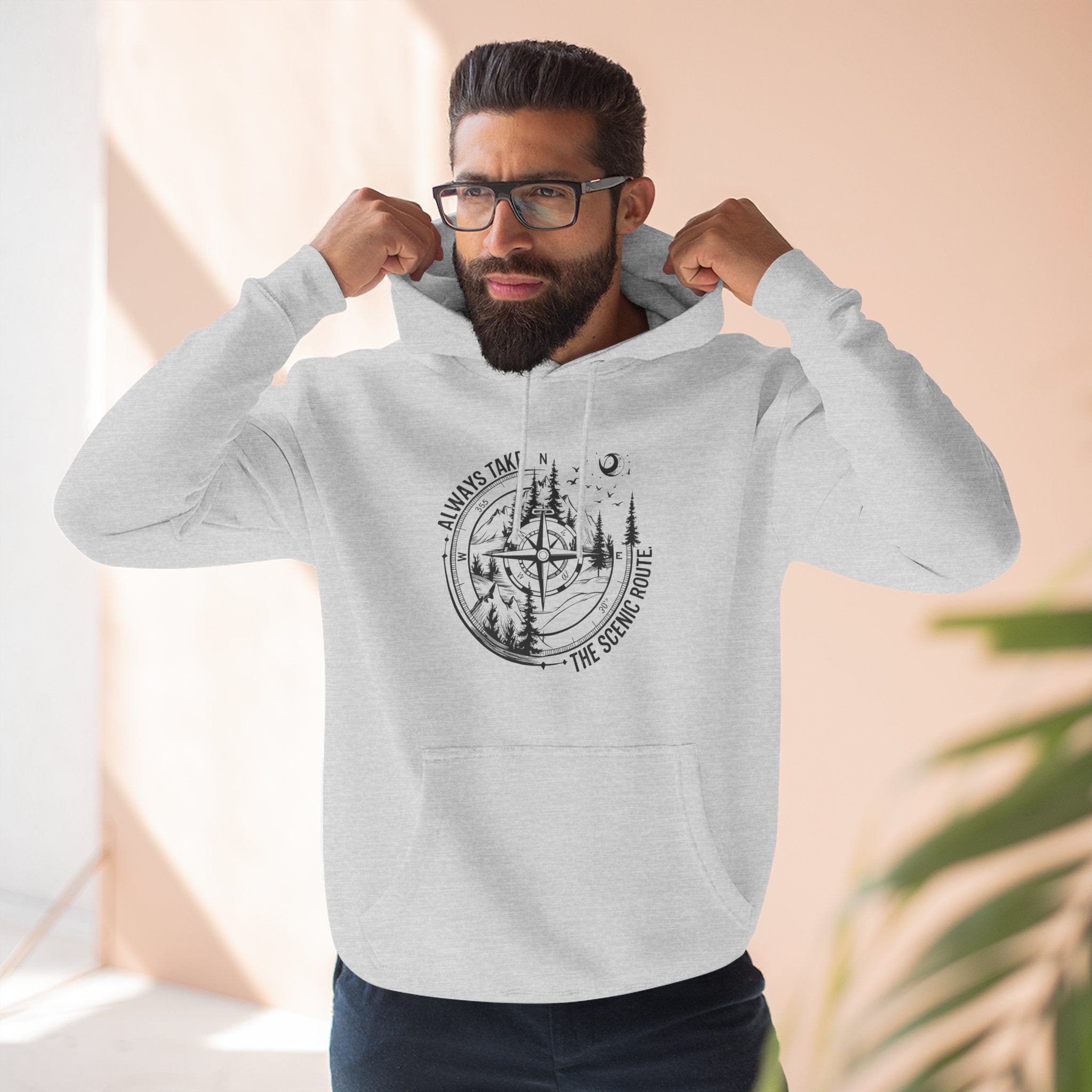 Hoodie — "Always Take the Scenic Route" Camping Graphic Pullover