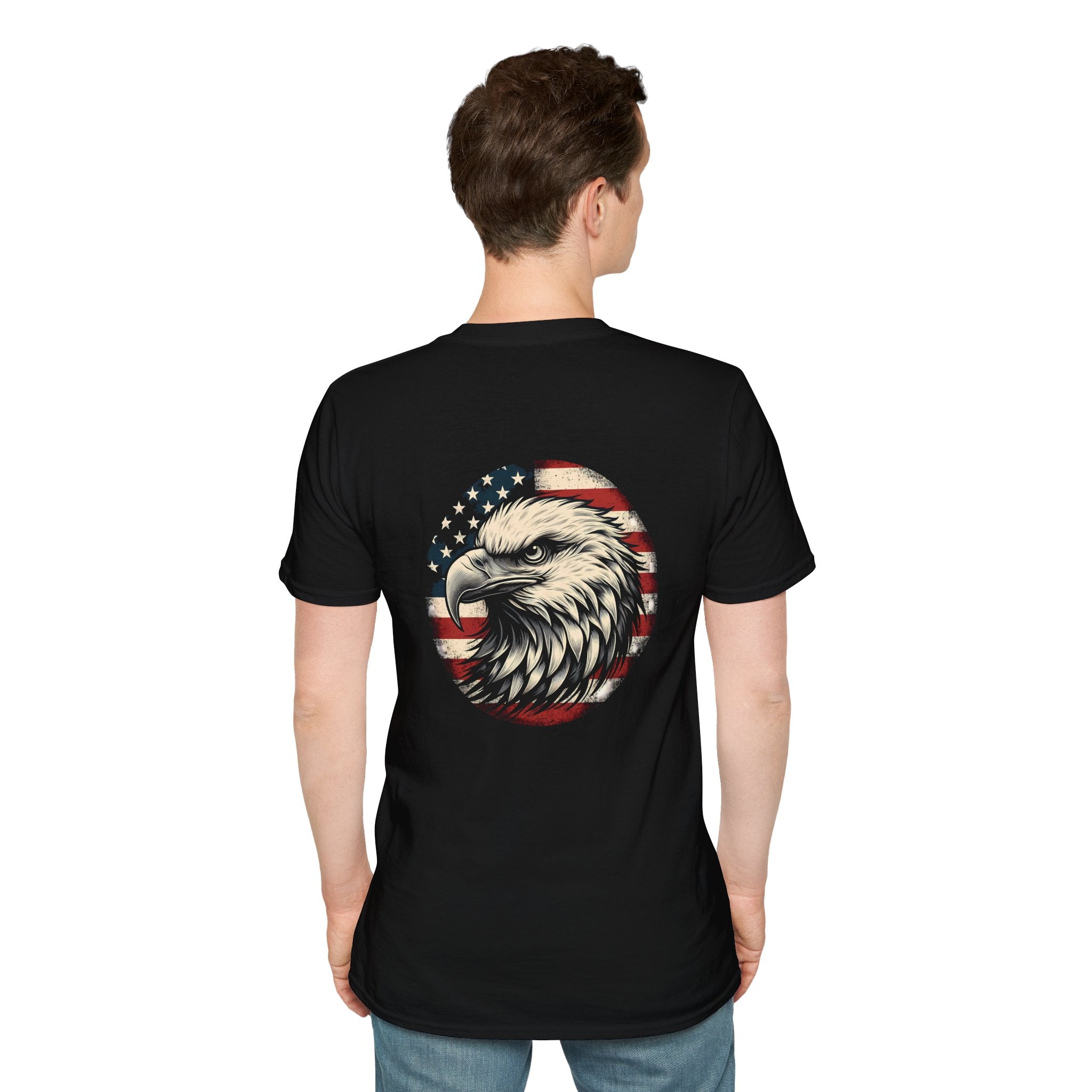 Patriotic Bald Eagle T-Shirt — American Flag Gift for Him Fourth of July Graphic Tee