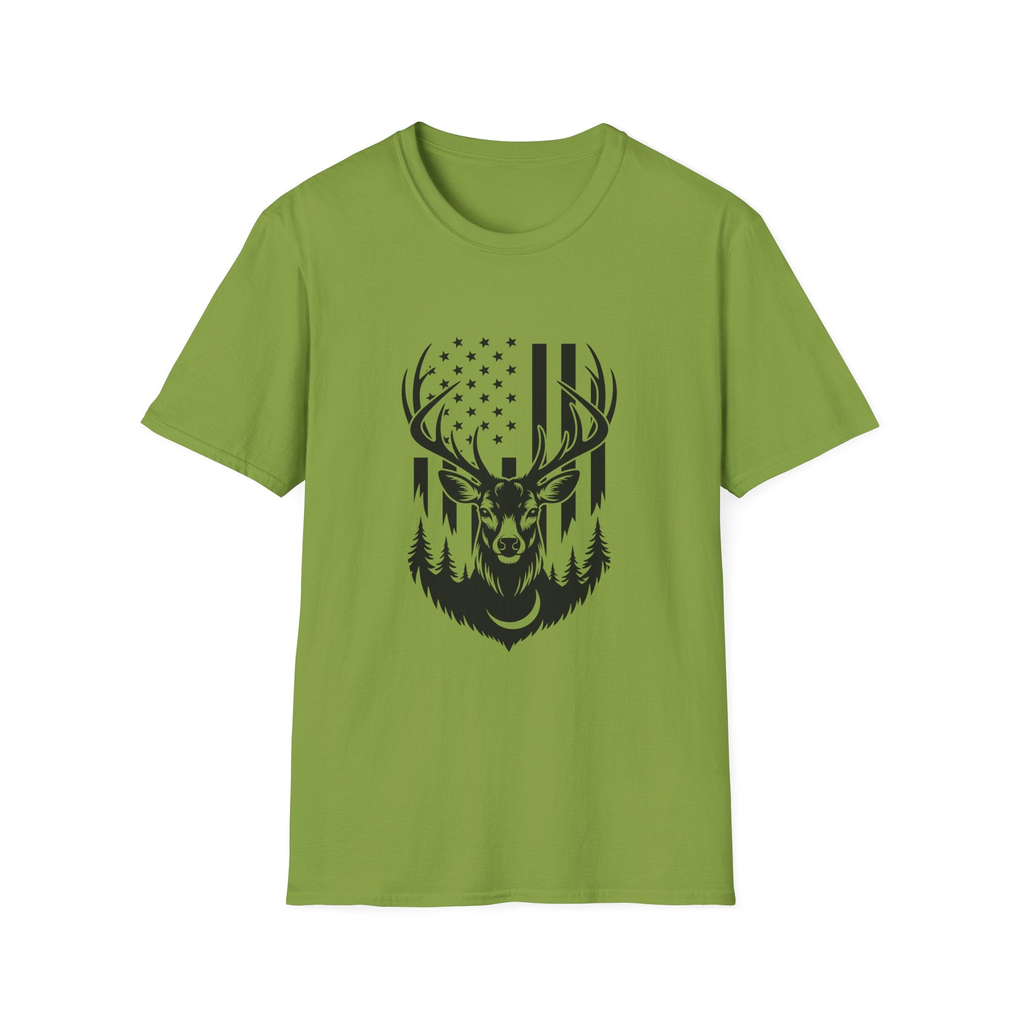 Rustic American Flag Buck T-Shirt — Patriotic Hunting Gift for Men Wildlife Tee