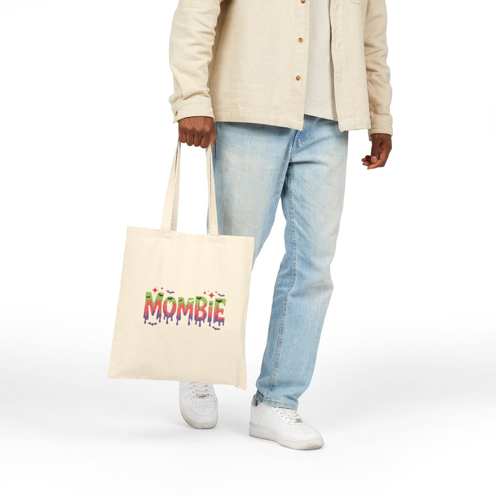 Mombie Canvas Tote Bag — Funny Zombie Mom Halloween Gift for Her Grocery Shopper