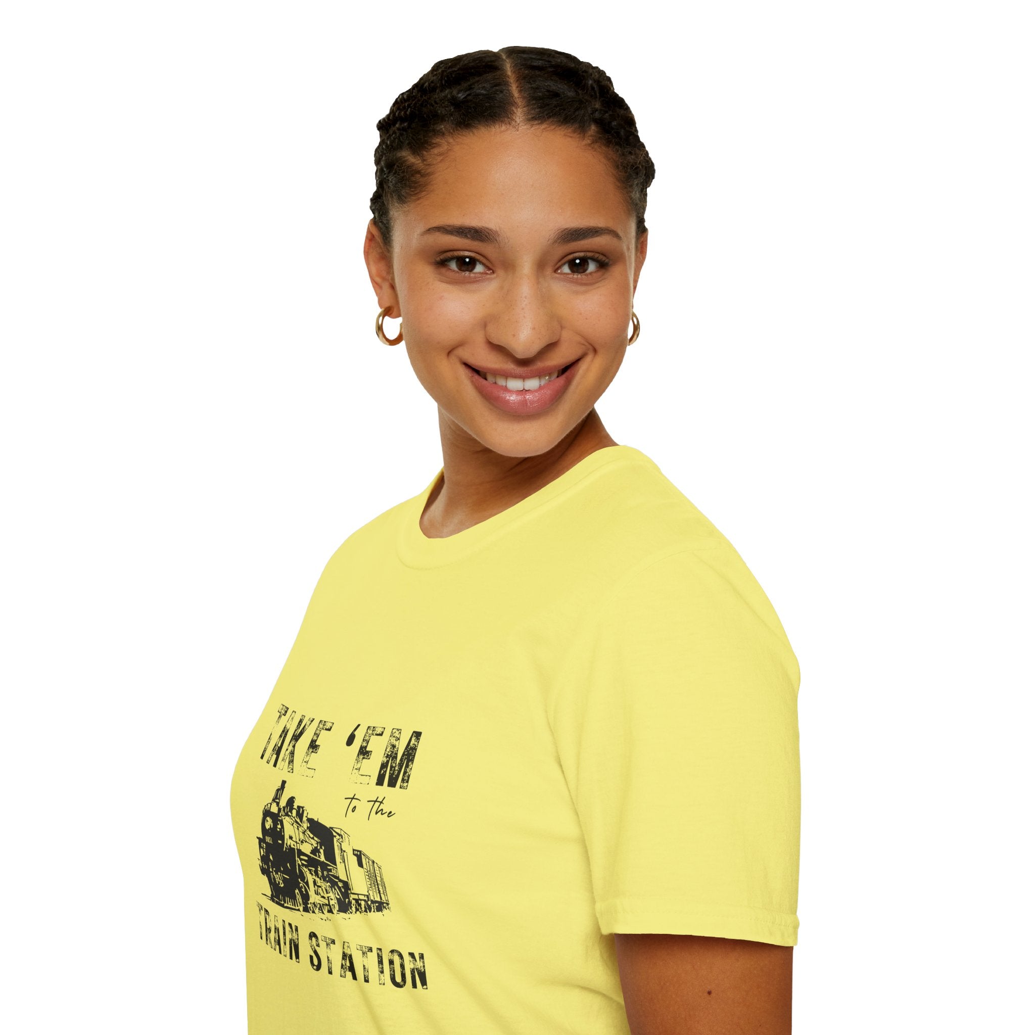 Take 'Em to the Train Station T-Shirt — Funny Sarcastic Gift Vintage Engine Graphic Tee