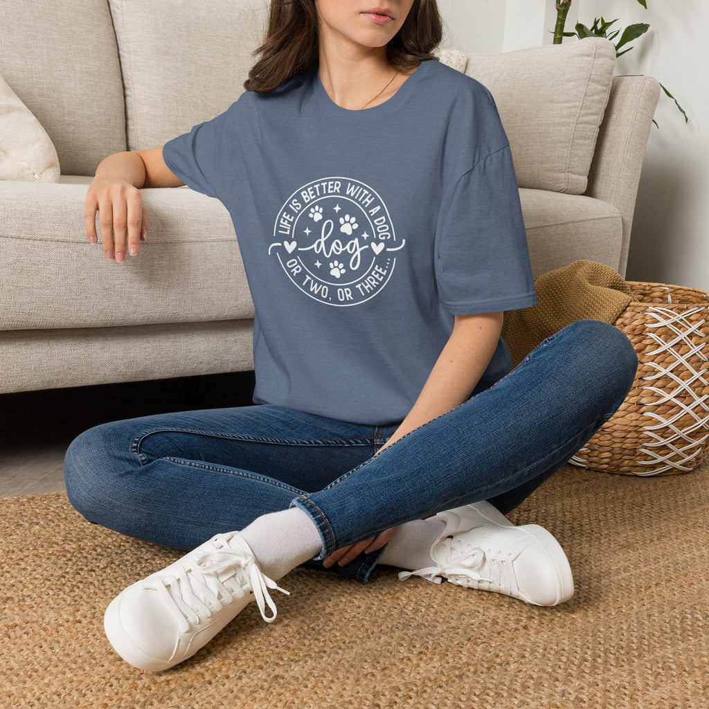 Life Is Better With a Dog T-Shirt — Funny Dog Lover Gift for Women Paw Print Tee