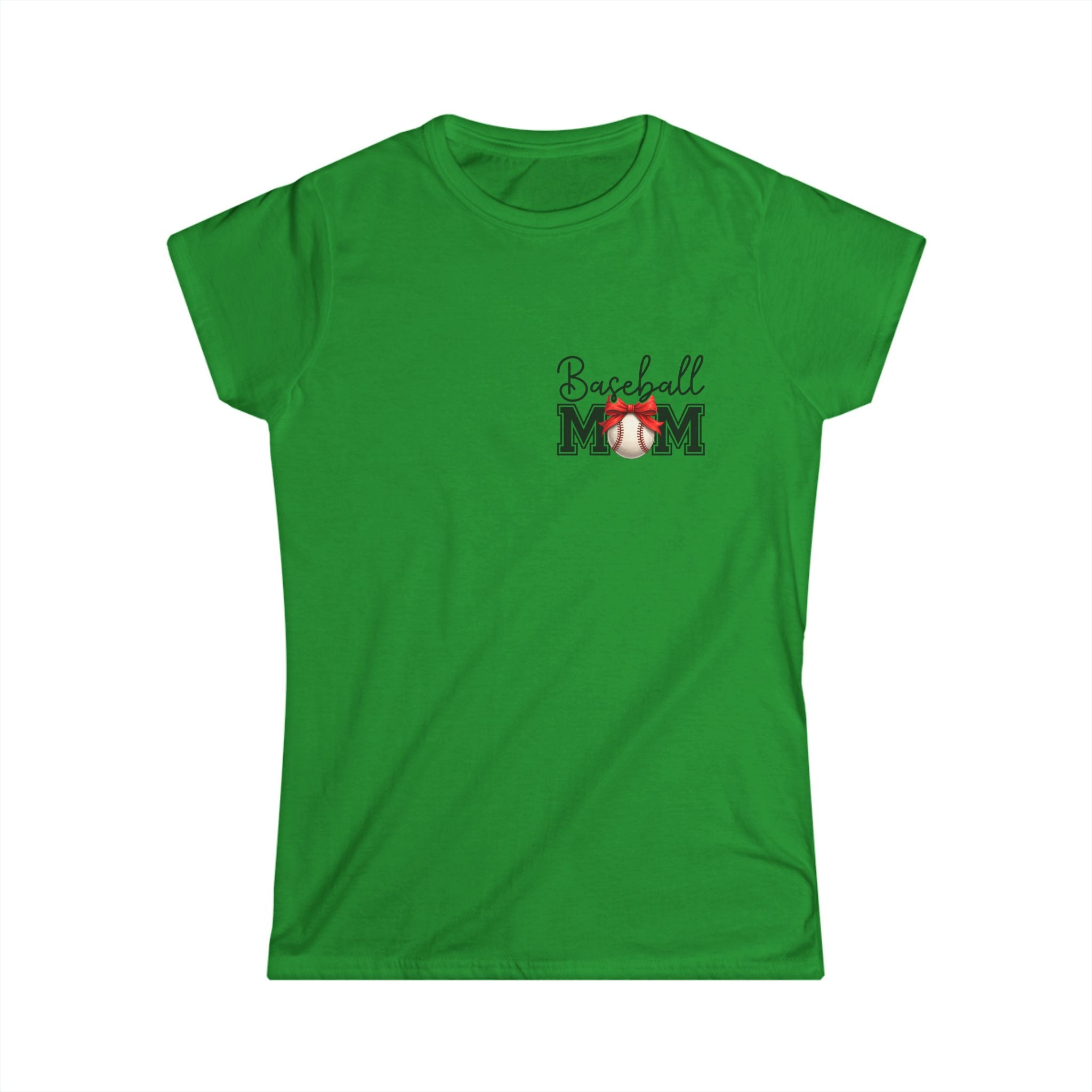Baseball Mom Script T-Shirt — Cute Bow Gift for Sports Moms Game Day Tee