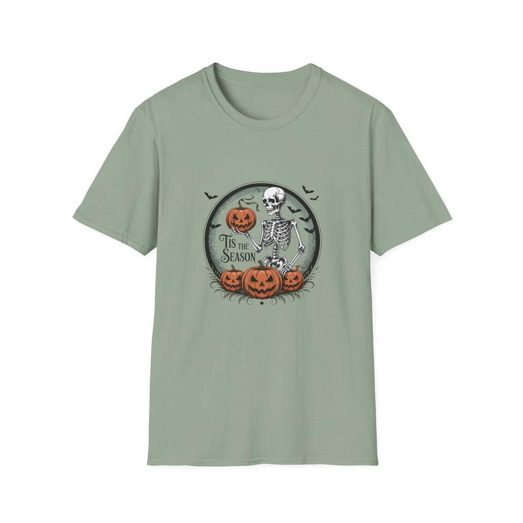 Tis the Season Skeleton Pumpkin T-Shirt — Funny Halloween Gift for Women Graphic Tee