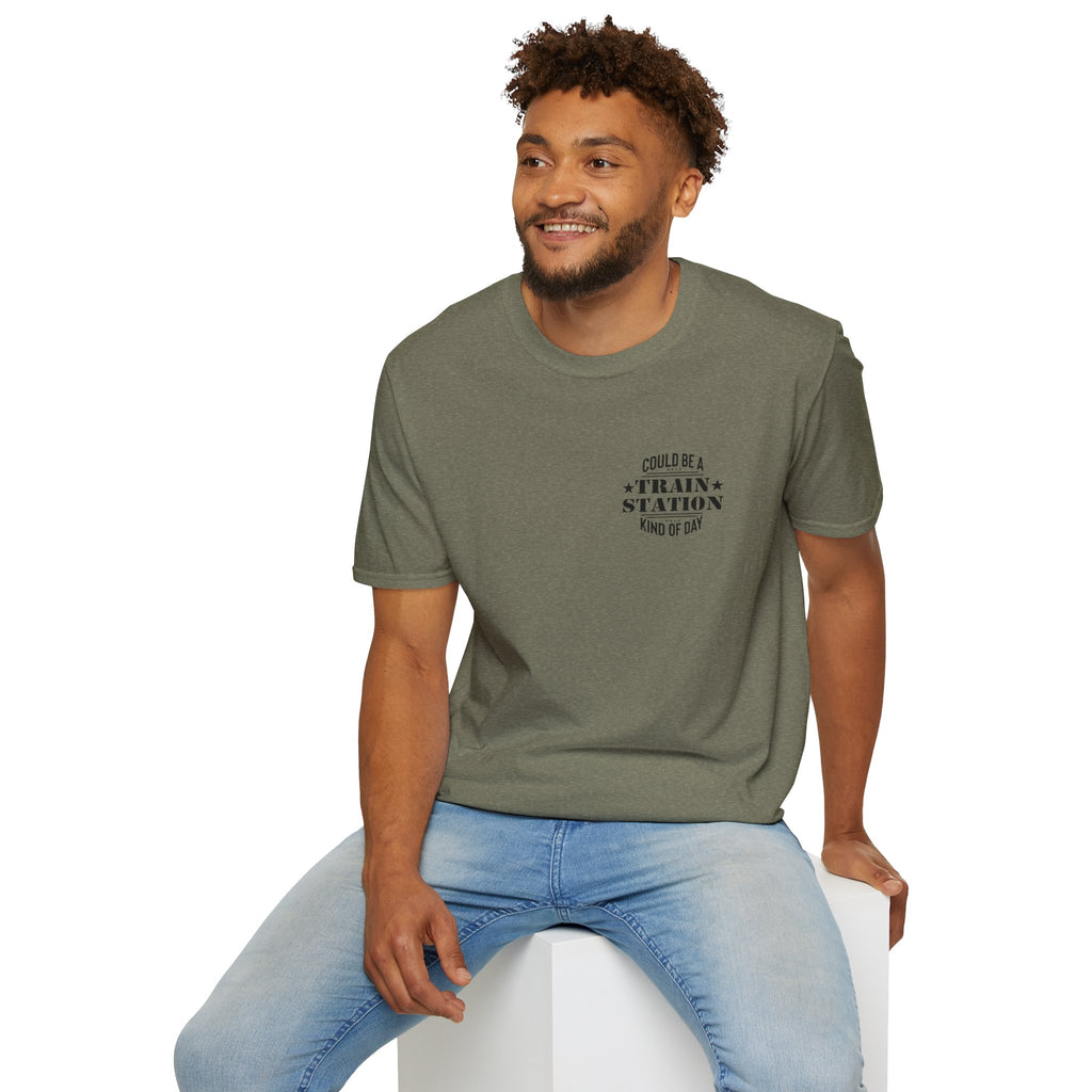 Could Be a Train Station Kind of Day T-Shirt — Funny Sarcastic Gift for Her Pocket Tee