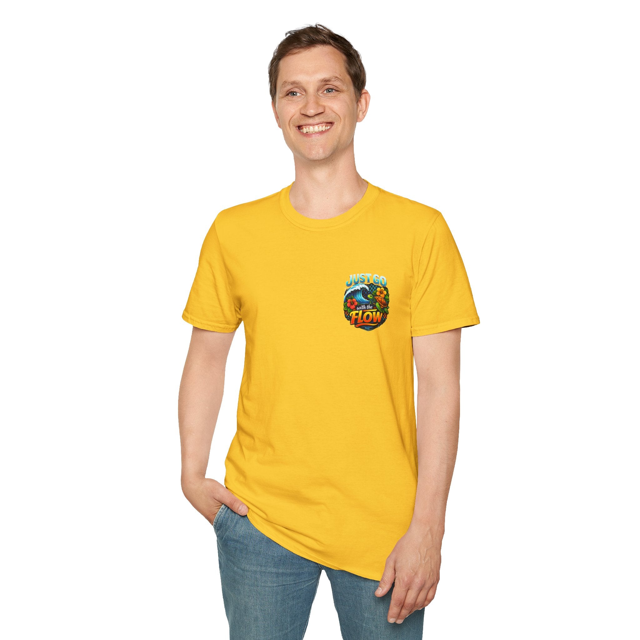 Go With the Flow Sea Turtle T-Shirt — Cute Beach Gift for Women Ocean Floral Tee