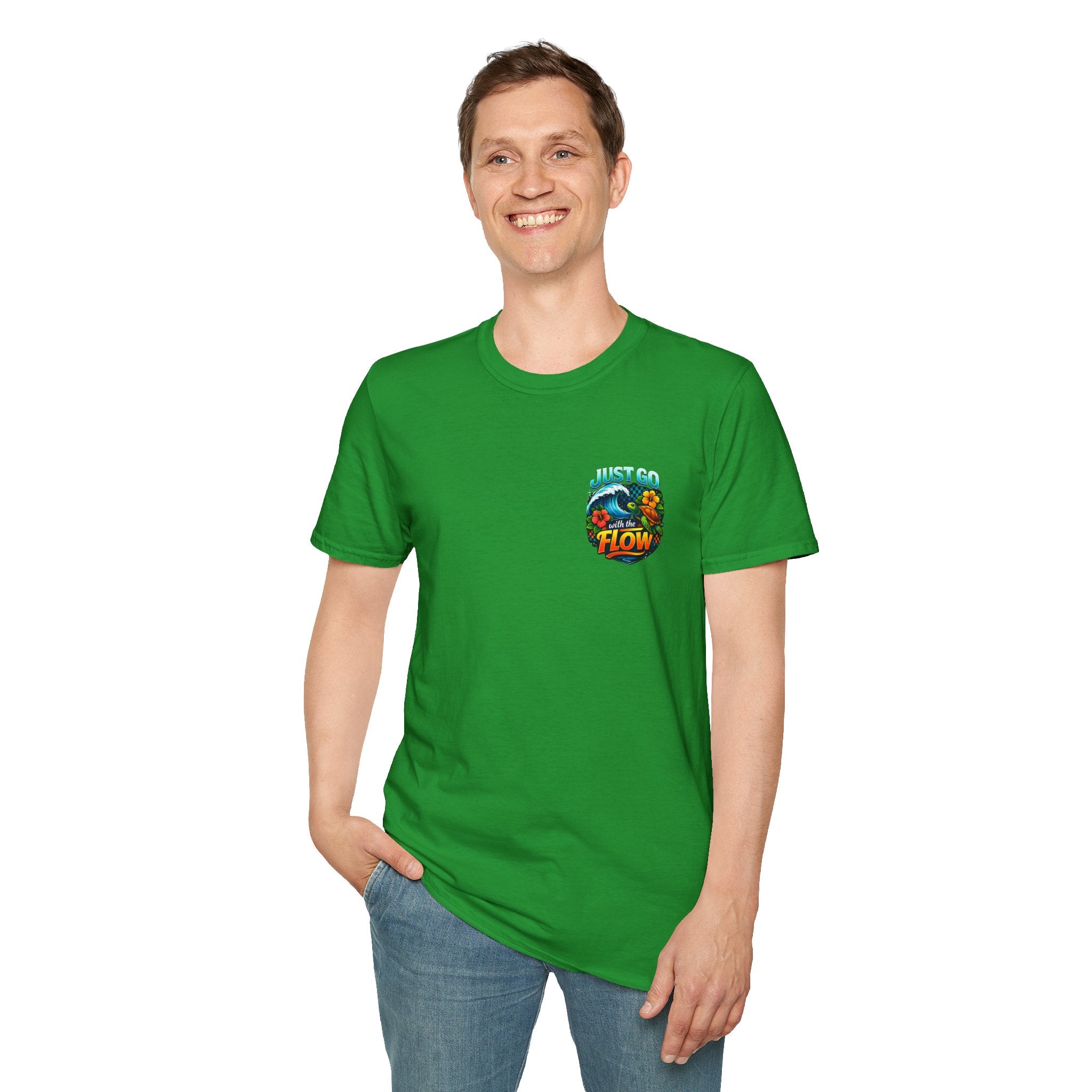 Go With the Flow Sea Turtle T-Shirt — Cute Beach Gift for Women Ocean Floral Tee