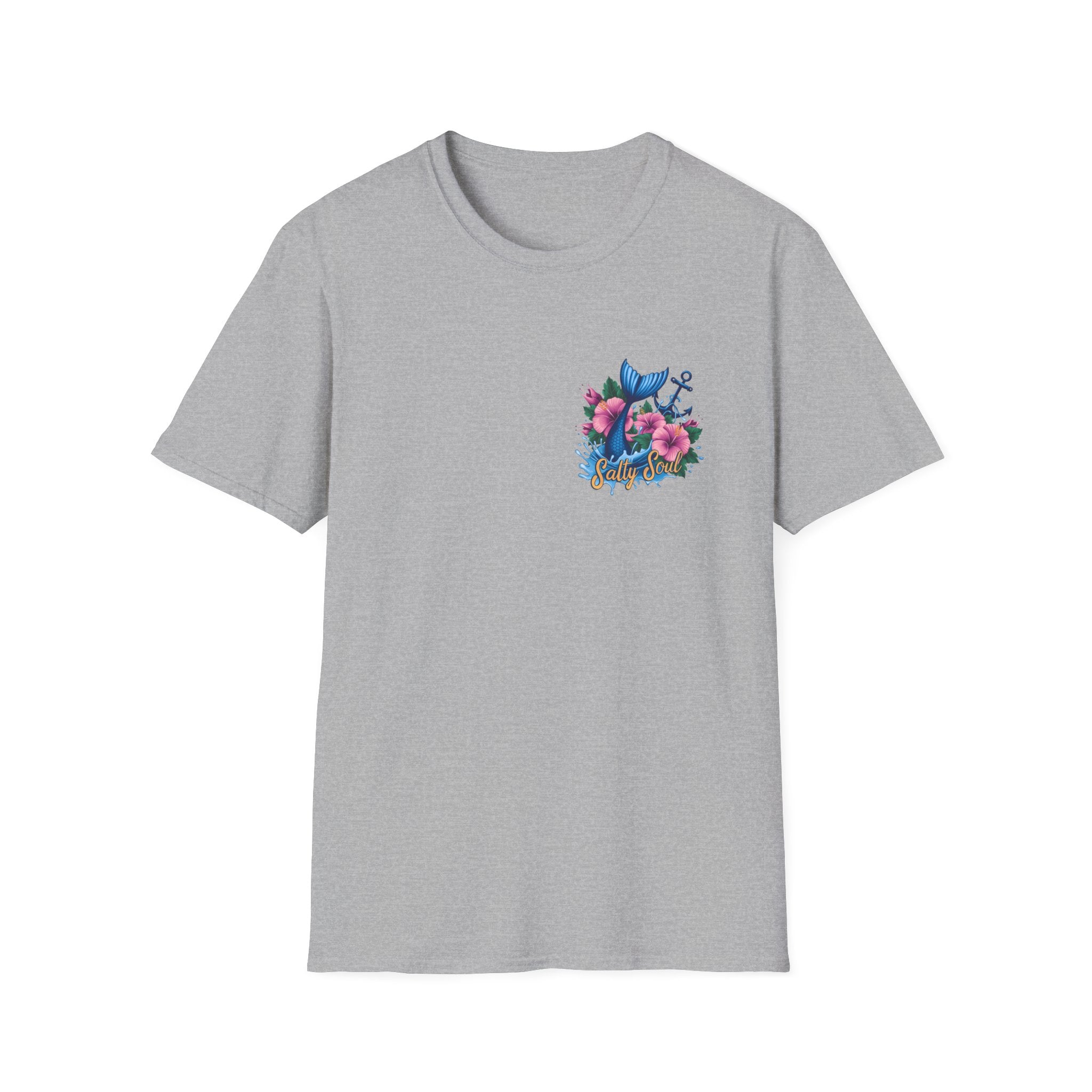 Salty Soul Mermaid Anchor Floral T-Shirt — Cute Beach Gift for Women Nautical Tee