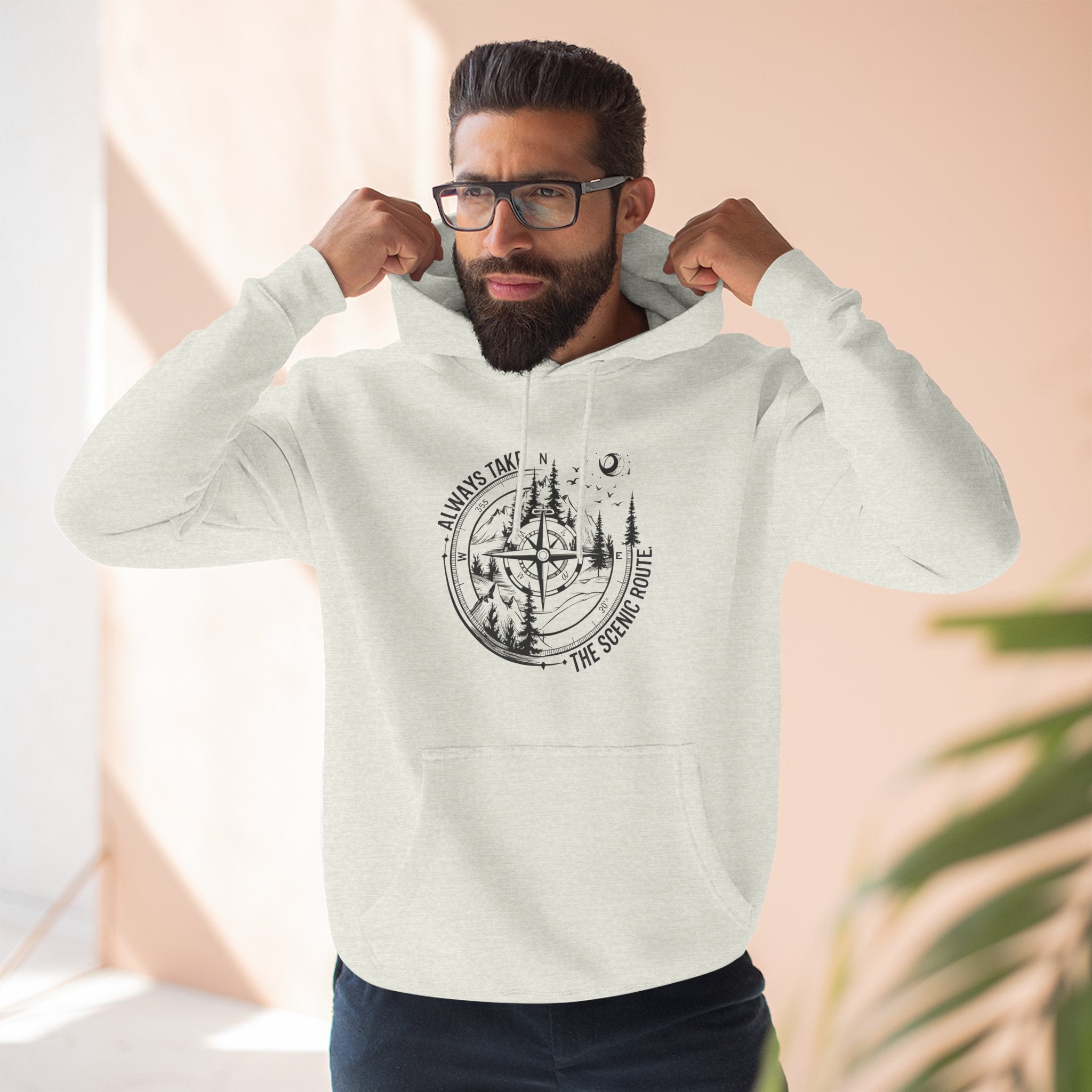 Hoodie — "Always Take the Scenic Route" Camping Graphic Pullover