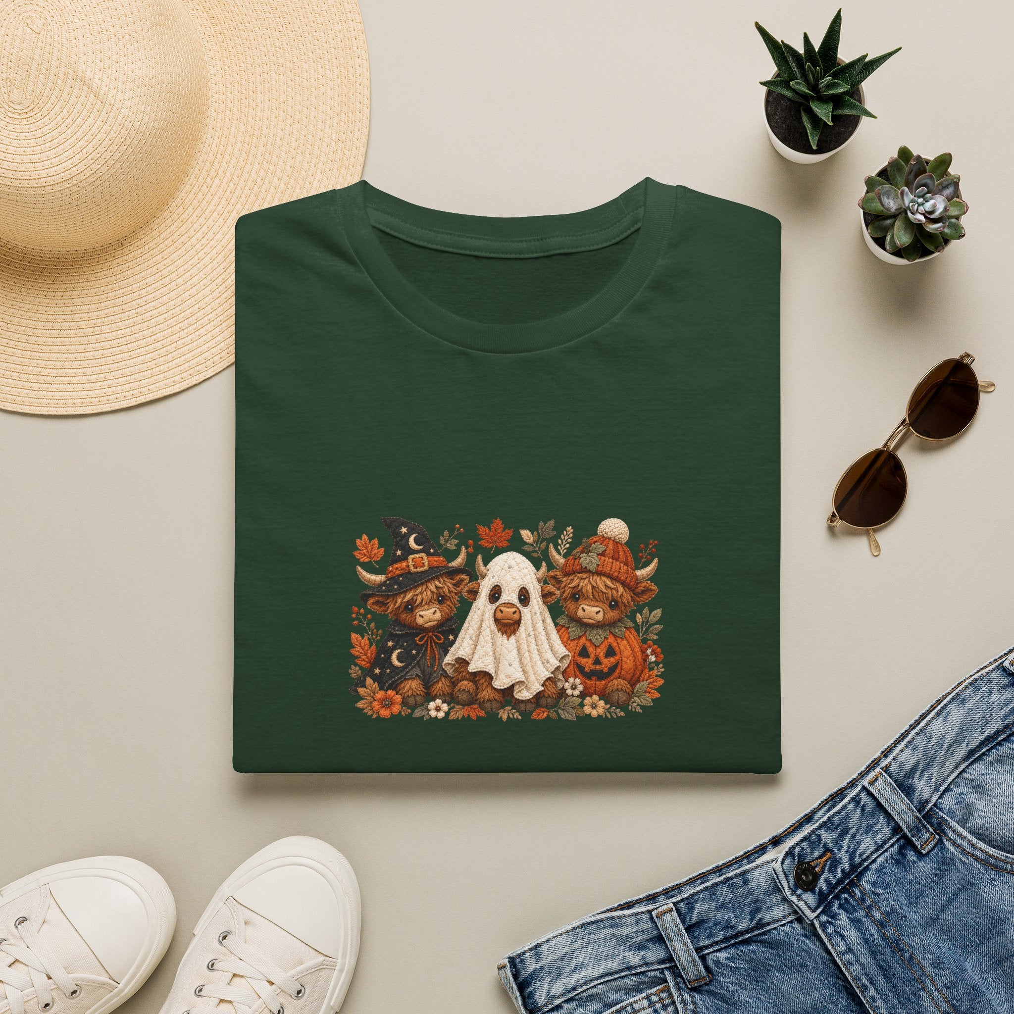 Halloween Cows Trio T-Shirt — Cute Funny Gift for Her Ghost & Pumpkin Fall Tee