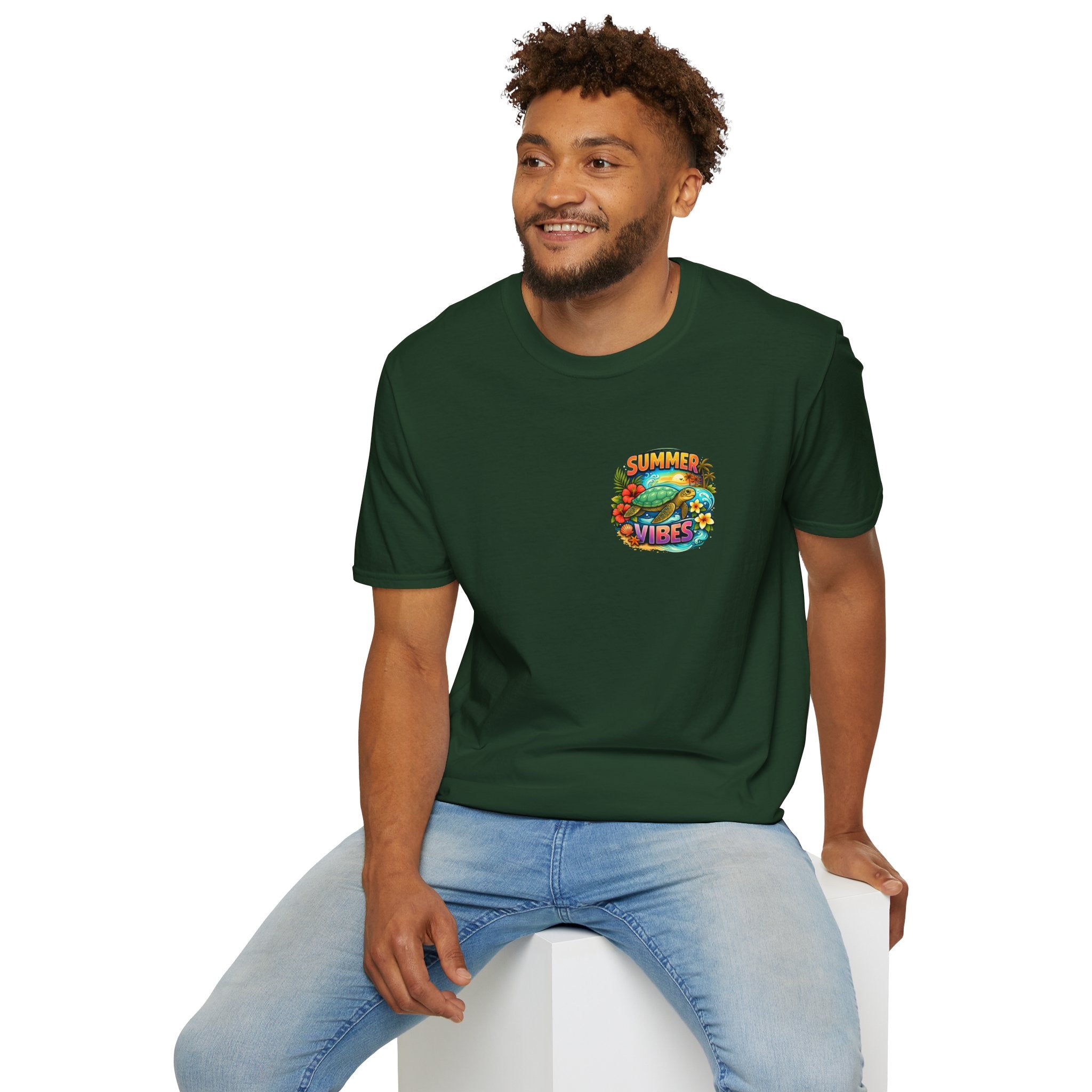 Summer Vibes Sea Turtle T-Shirt — Cute Beach Gift for Women Surf Floral Graphic Tee