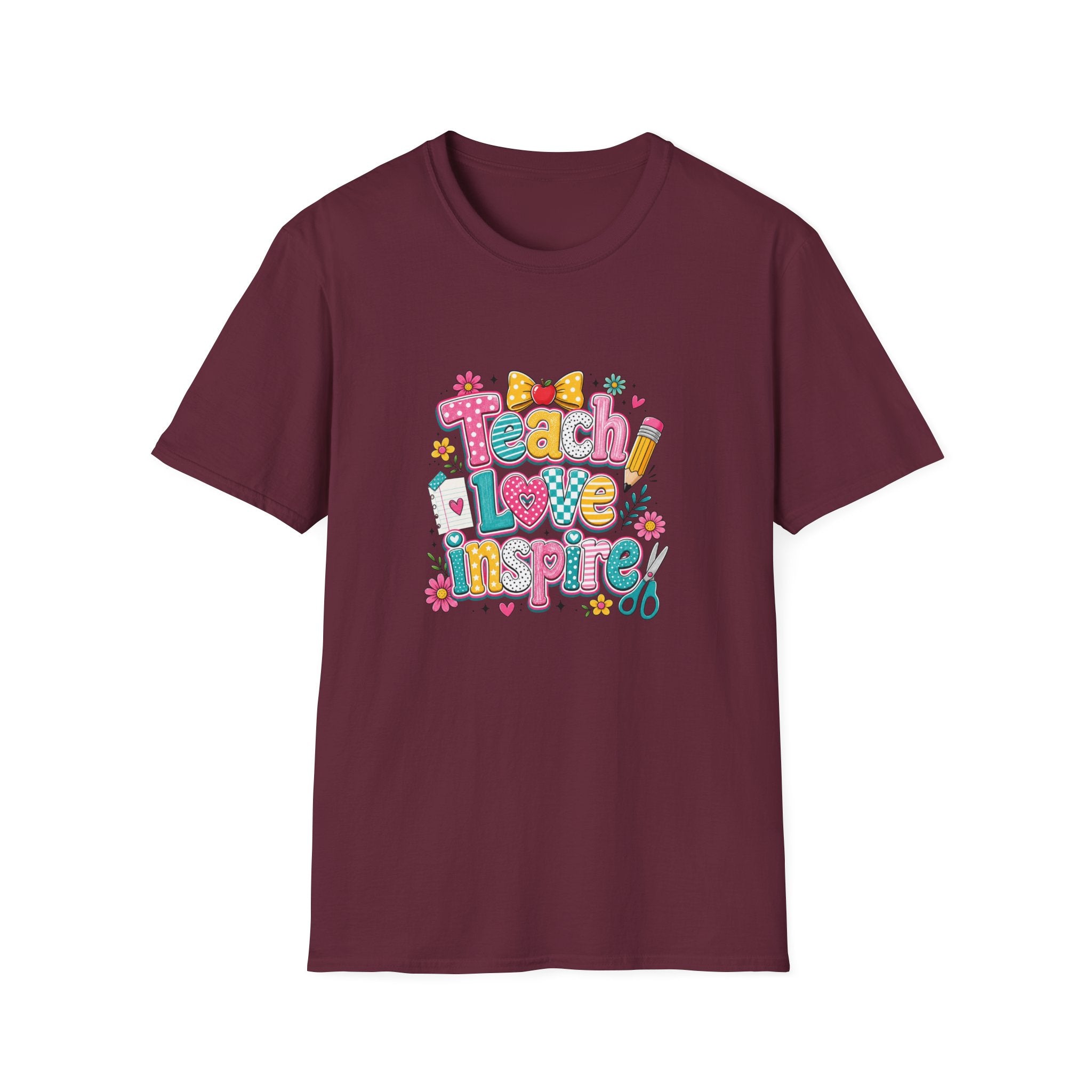 Teach Love Inspire T-Shirt — Cute Colorful Teacher Gift School Appreciation Tee
