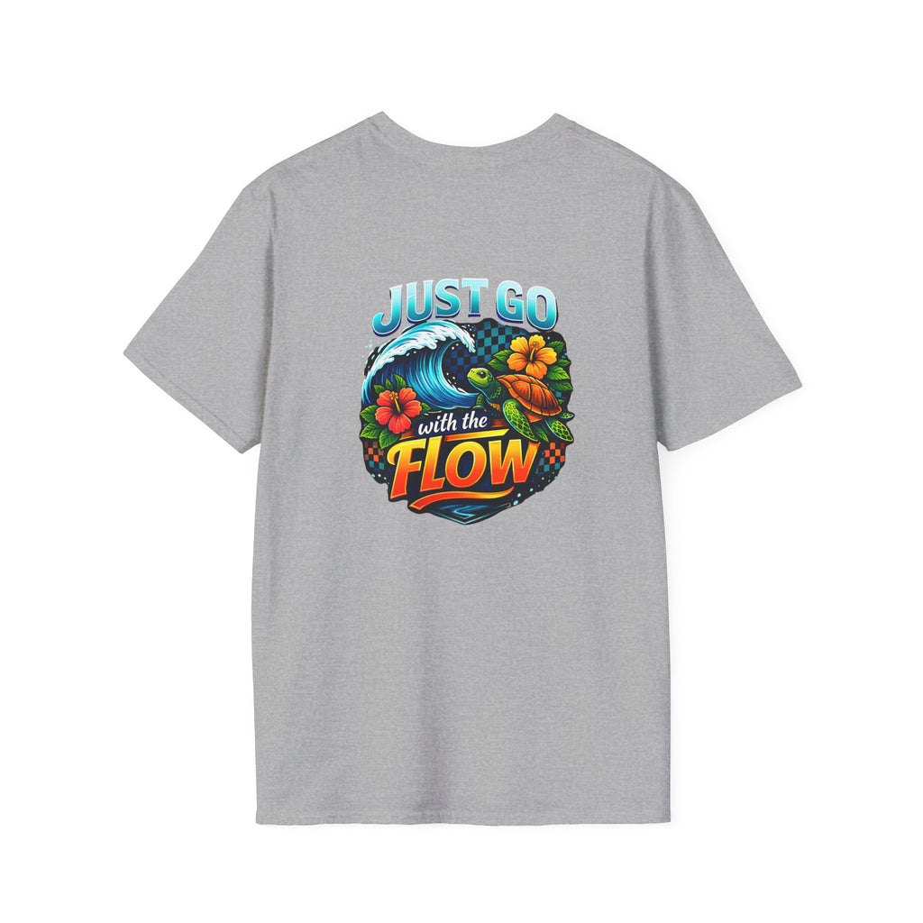 Go With the Flow Sea Turtle T-Shirt — Cute Beach Gift for Women Ocean Floral Tee