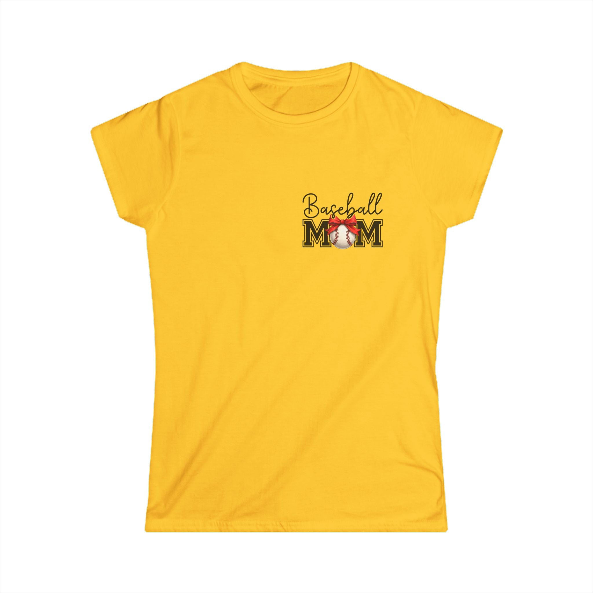 Baseball Mom Script T-Shirt — Cute Bow Gift for Sports Moms Game Day Tee