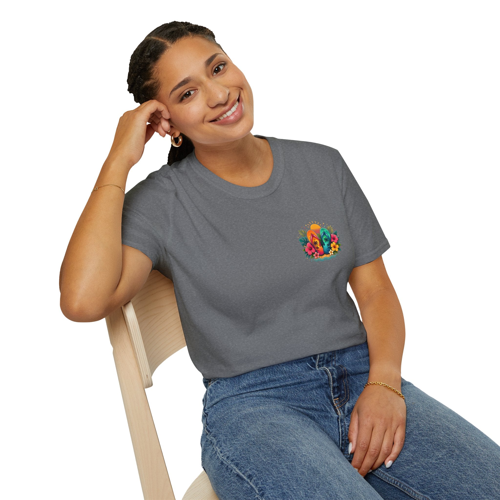 Floral Surf Chest Print T-Shirt — Cute Beach Gift for Women Graphic Tee