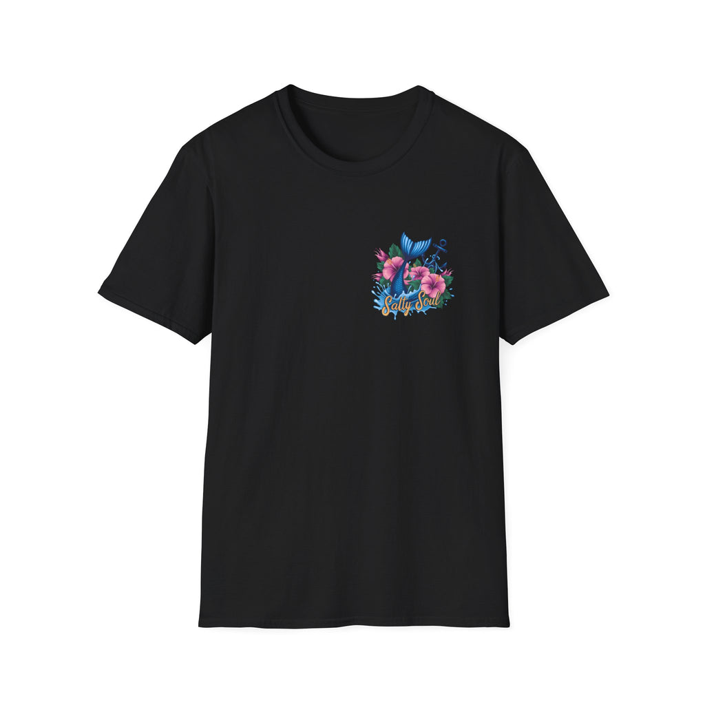 Salty Soul Mermaid Anchor Floral T-Shirt — Cute Beach Gift for Women Nautical Tee