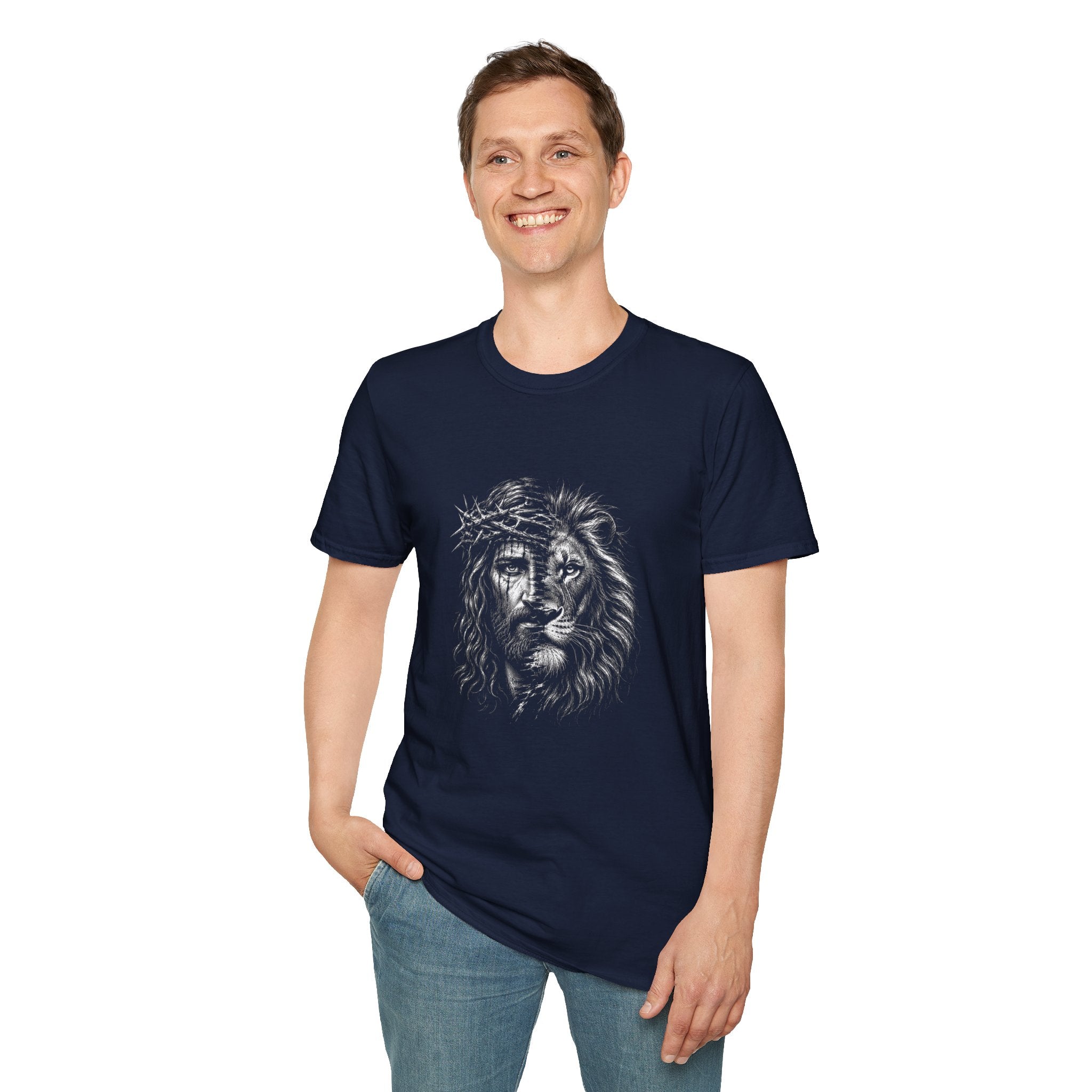 Lion of Judah T-Shirt — Crown of Thorns Half-Face Lion Christian Graphic Tee