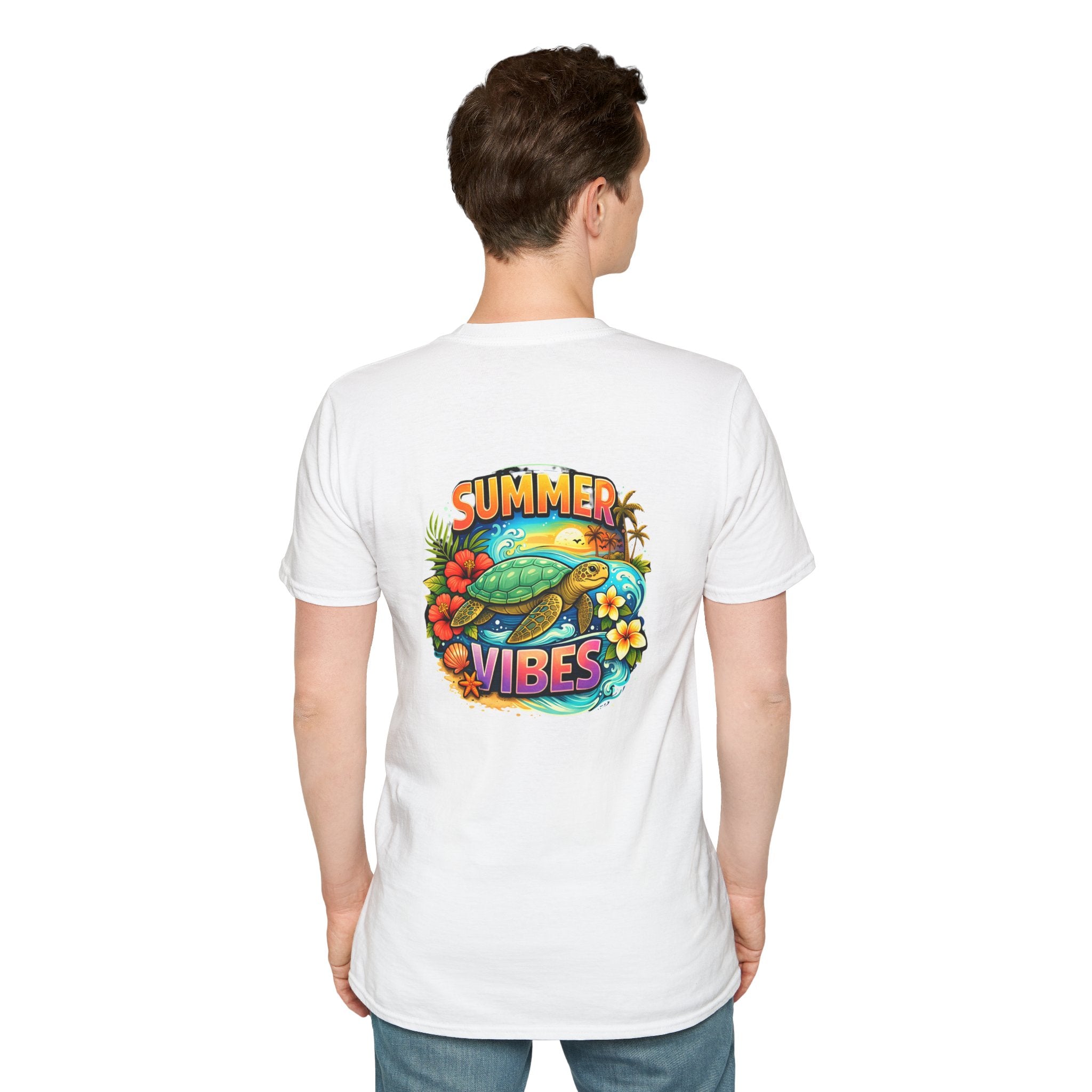 Summer Vibes Sea Turtle T-Shirt — Cute Beach Gift for Women Surf Floral Graphic Tee
