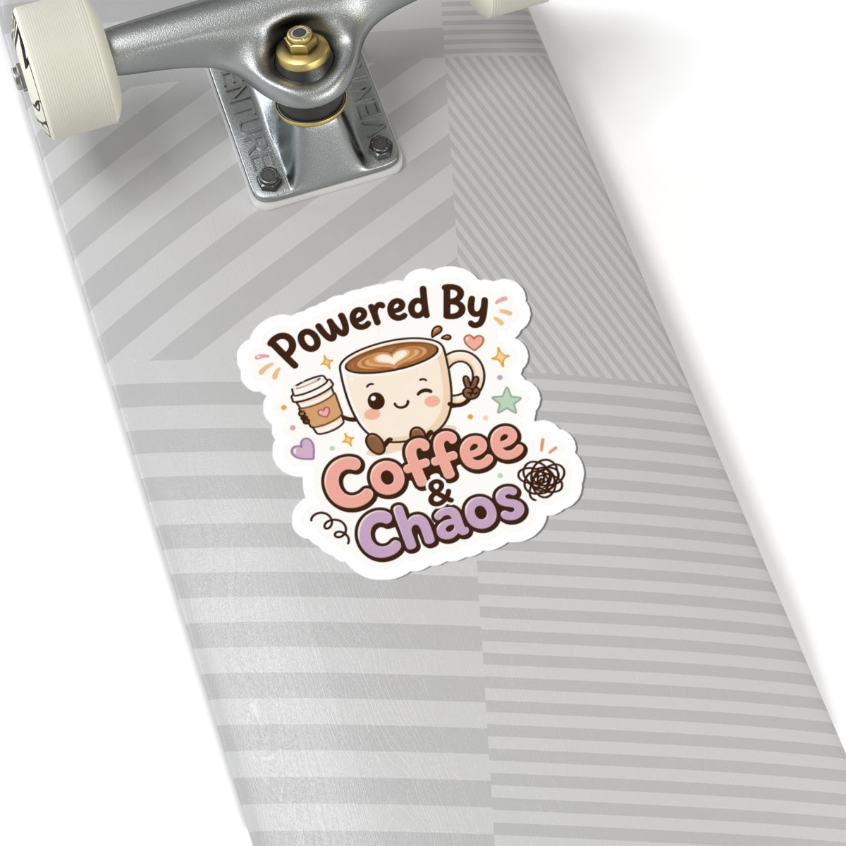 Coffee & Chaos Kiss-Cut Sticker — Cute Funny Gift for Coffee Lovers Laptop Sticker
