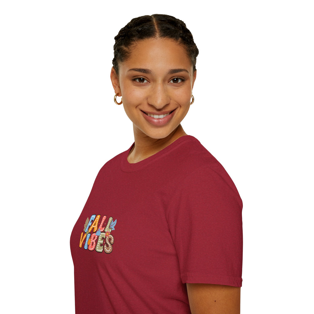 Fall Vibes Colorful Autumn T-Shirt — Cute Fall Gift for Women Graphic Tee