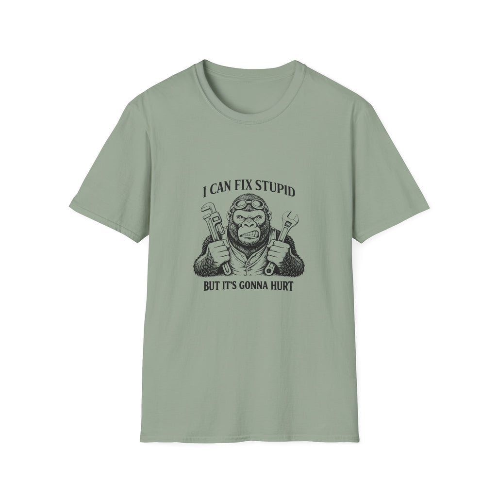 I Can Fix Stupid T-Shirt — Funny Mechanic Gift for Him Monkey Graphic Tee