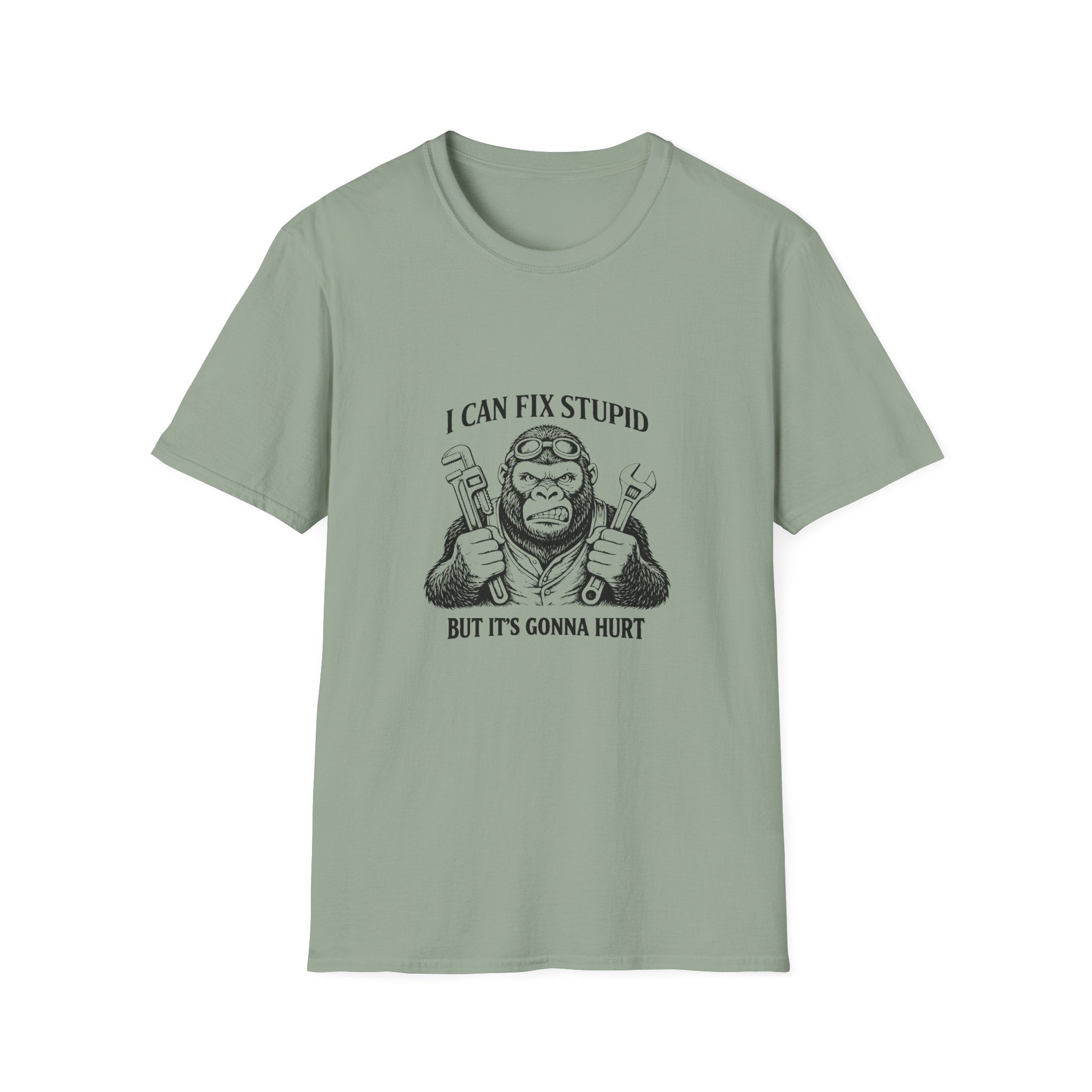 I Can Fix Stupid T-Shirt — Funny Mechanic Gift for Him Monkey Graphic Tee