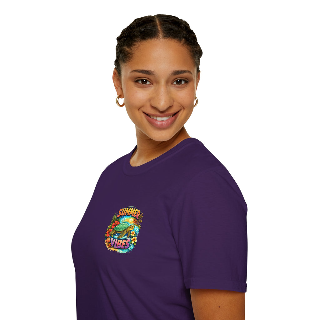 Summer Vibes Sea Turtle T-Shirt — Cute Beach Gift for Women Surf Floral Graphic Tee